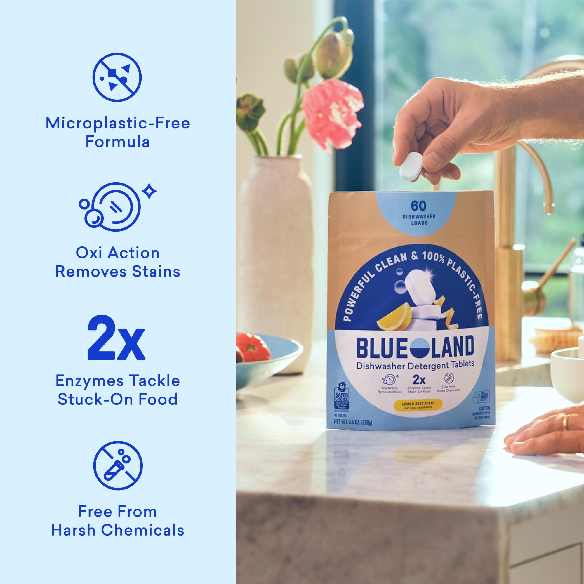 100% Plastic Free Dishwasher Detergent Tablets (60 Count)