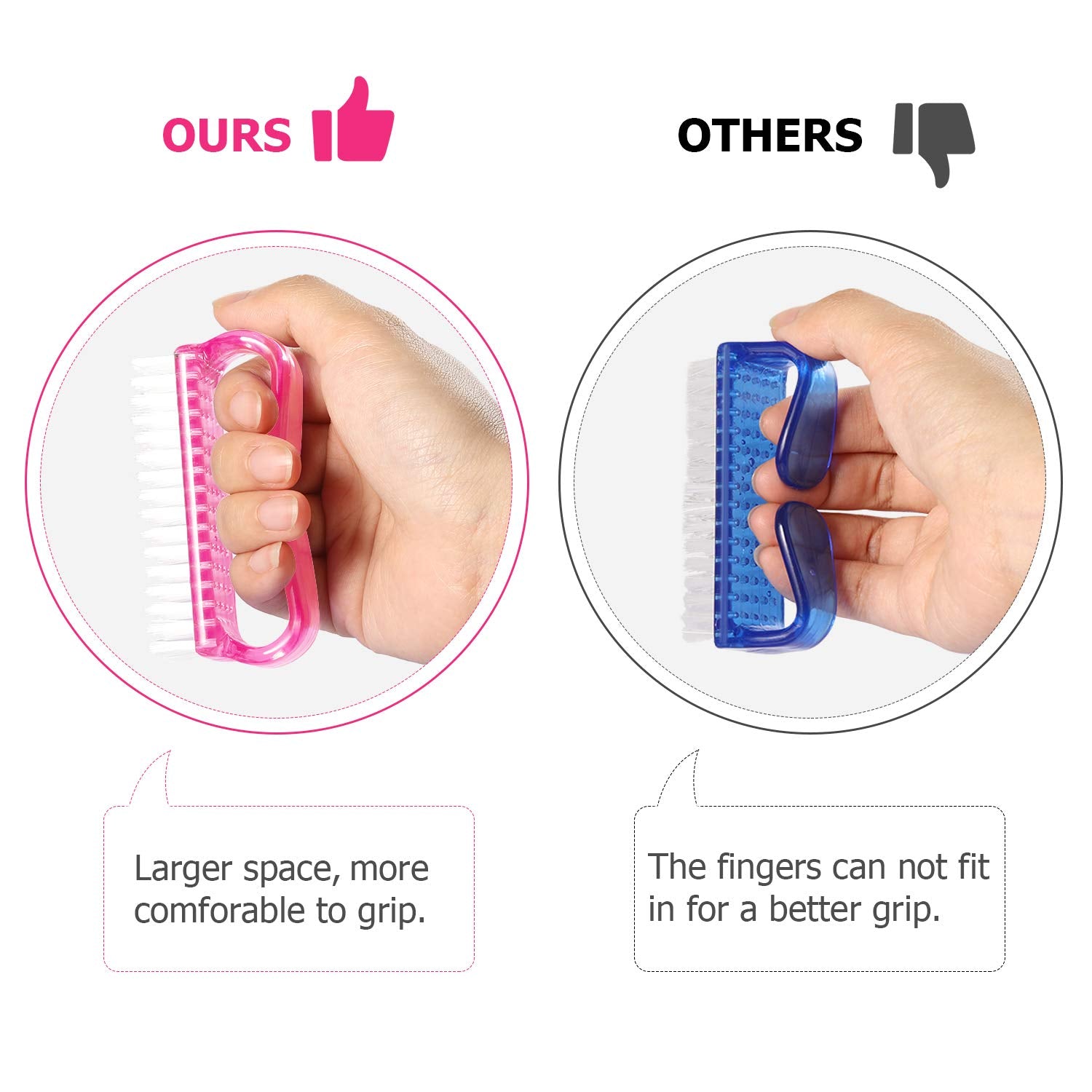 Handle Grip Nail Brush (4 Count)