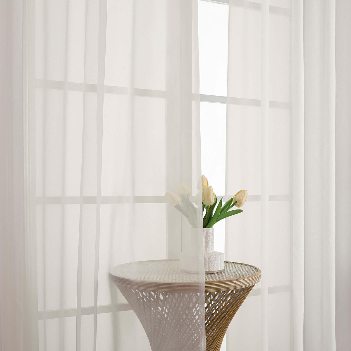 Extra Long Ivory Sheer Curtains 108 Inches Long 2 Panels (2 Count)