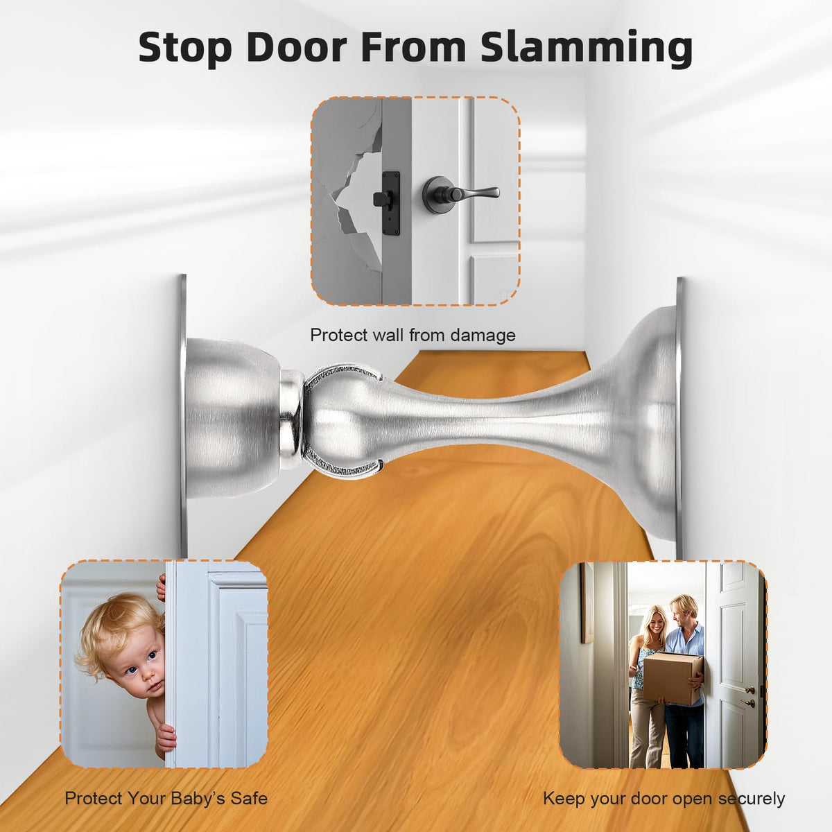 Brushed Nickel Magnetic Door Stoppers for Bottom of Door