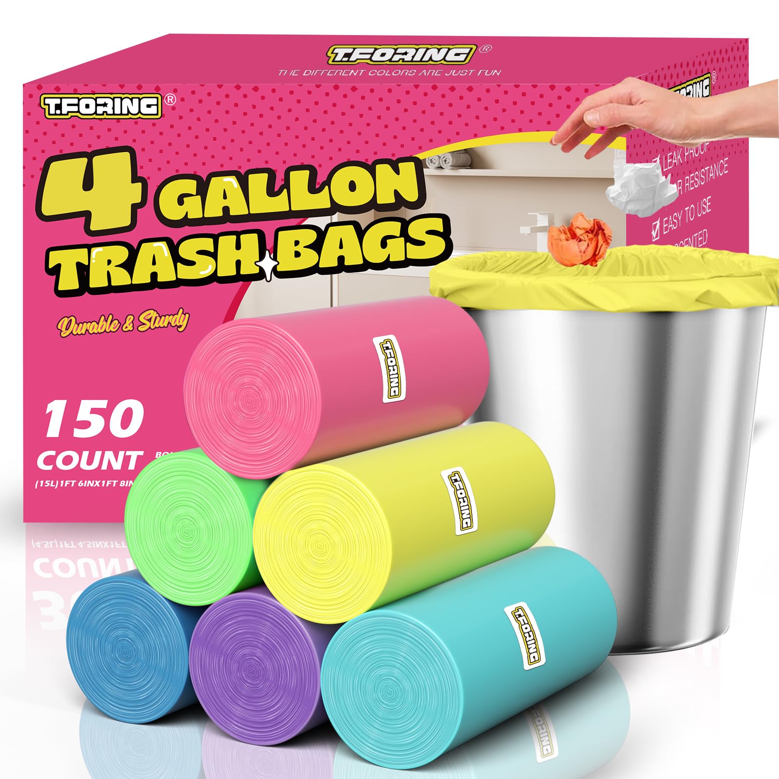 Small Trash Bags 4 Gallon (150 Count)