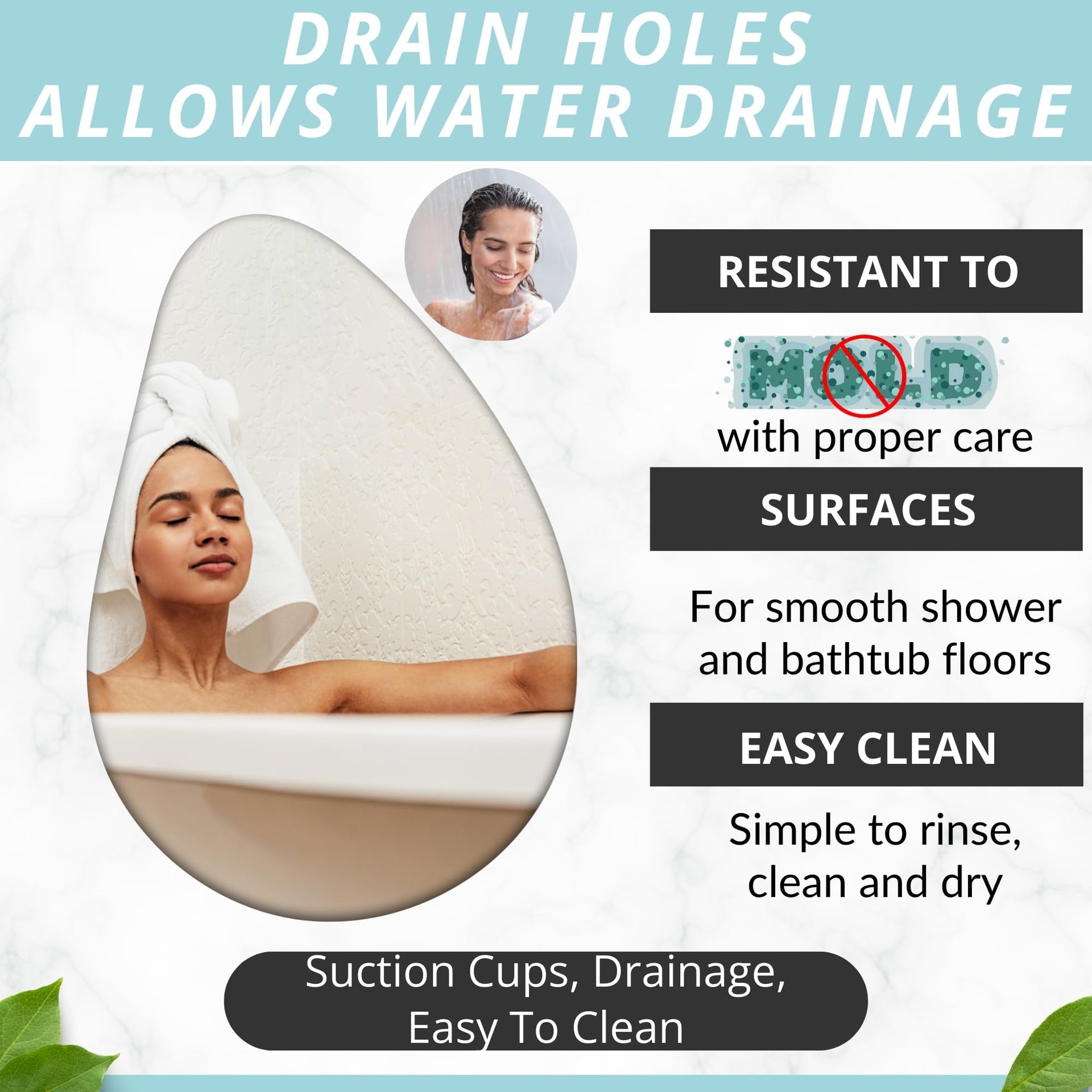 Non Slip Bath & Shower Mat 40x16 Extra Long
