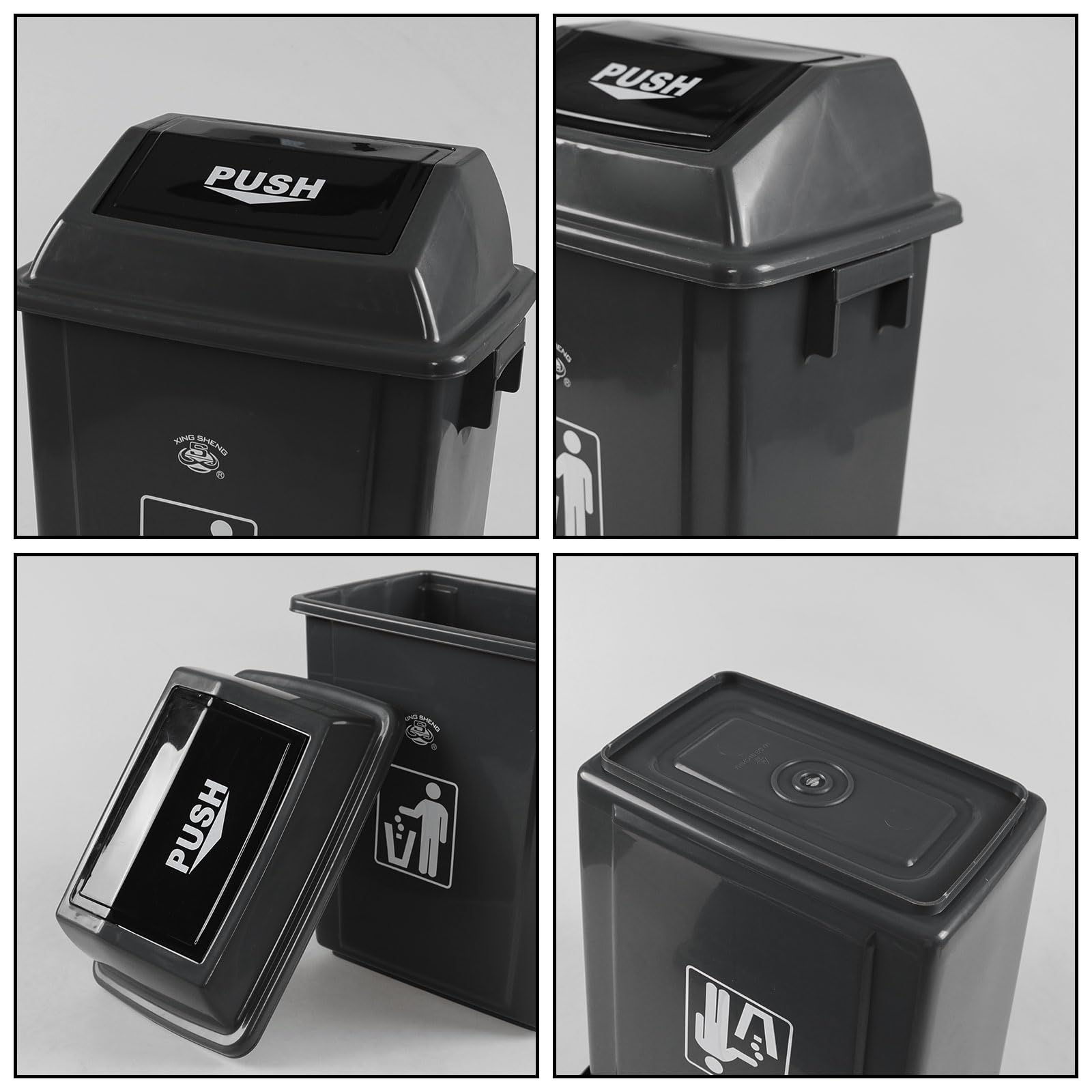 4 Pack Plastic Swing Lid Trash Can (4 Count)