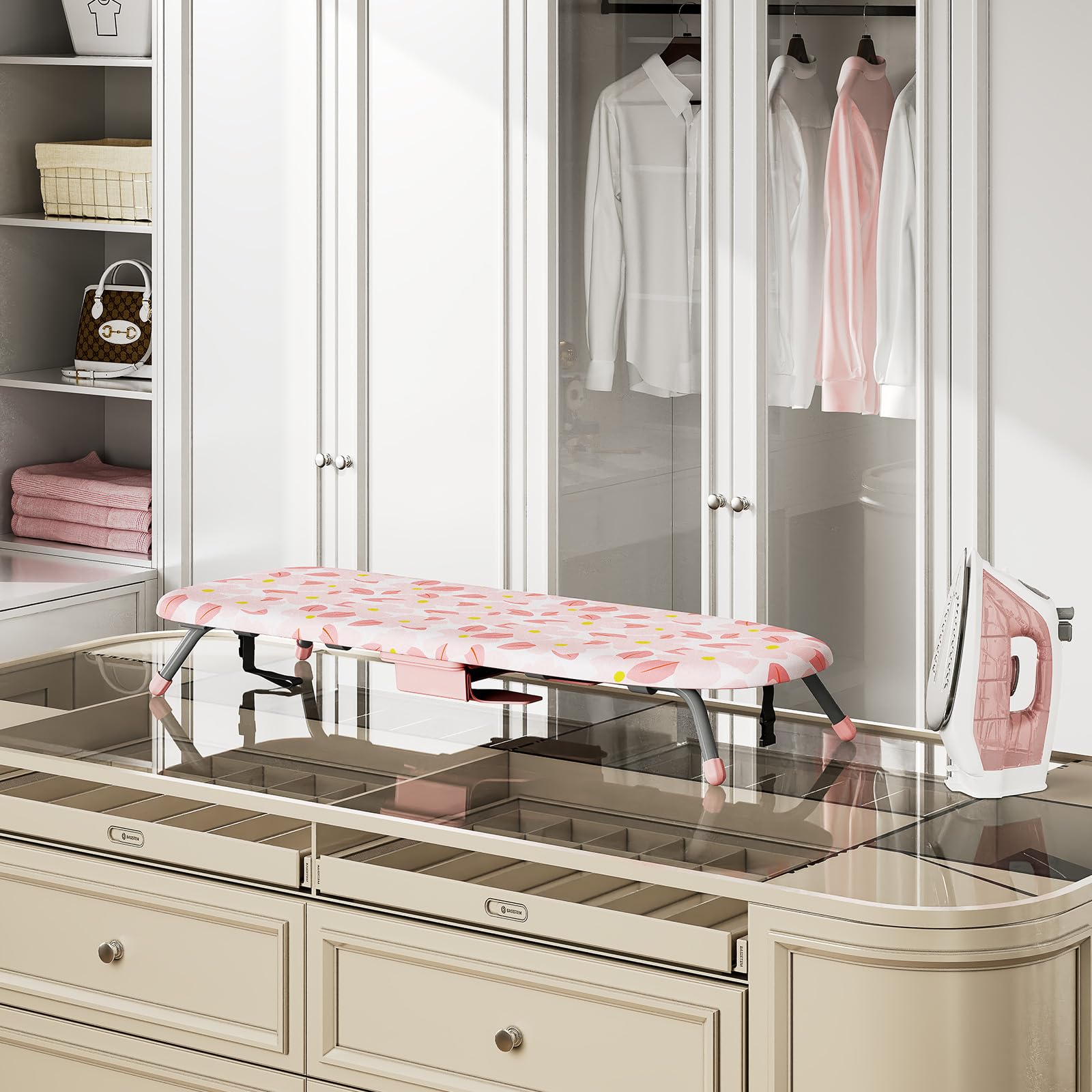 Small Ironing Board with Iron Holder Compact Tabletop Iron Board