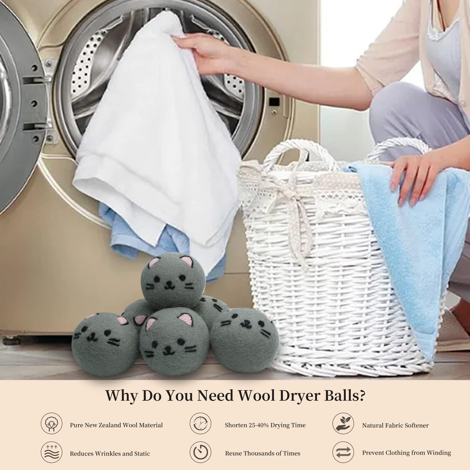 Dryer Balls Laundry Reusable (3 Count)