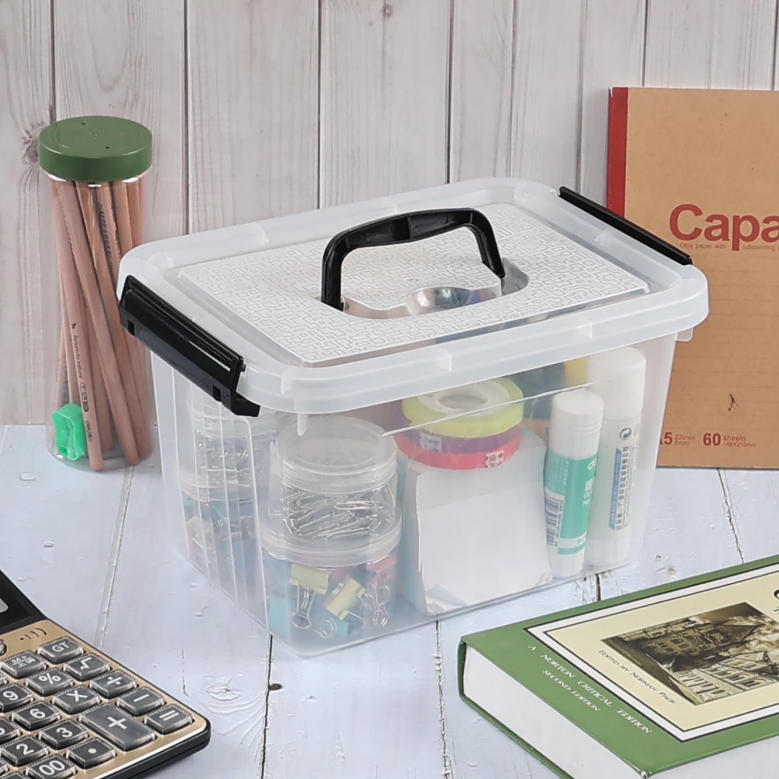 Plastic Storage Boxes With Lids and Latches (4 Count)