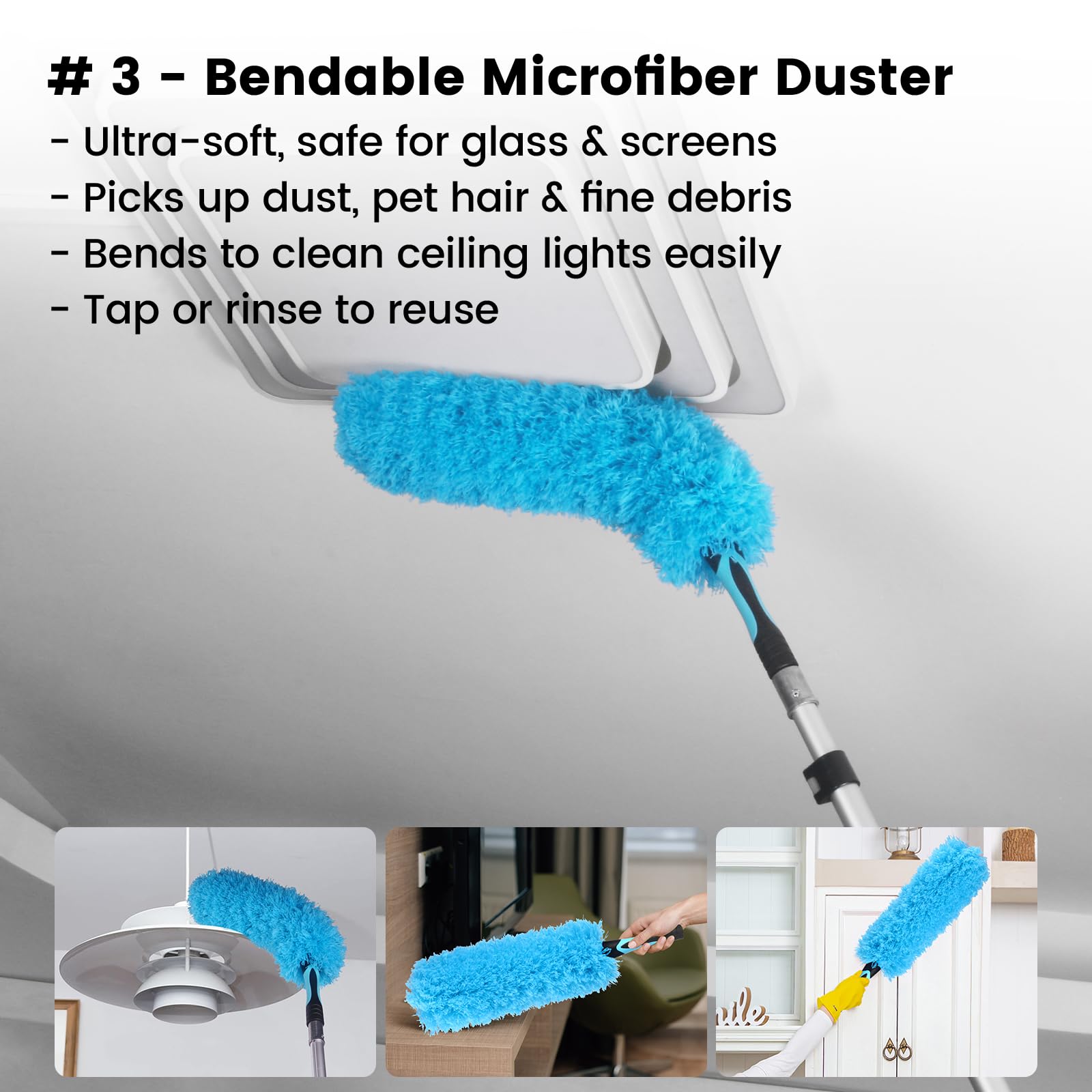 Ceiling Fan Duster Kit with 12 FT Telescoping Pole