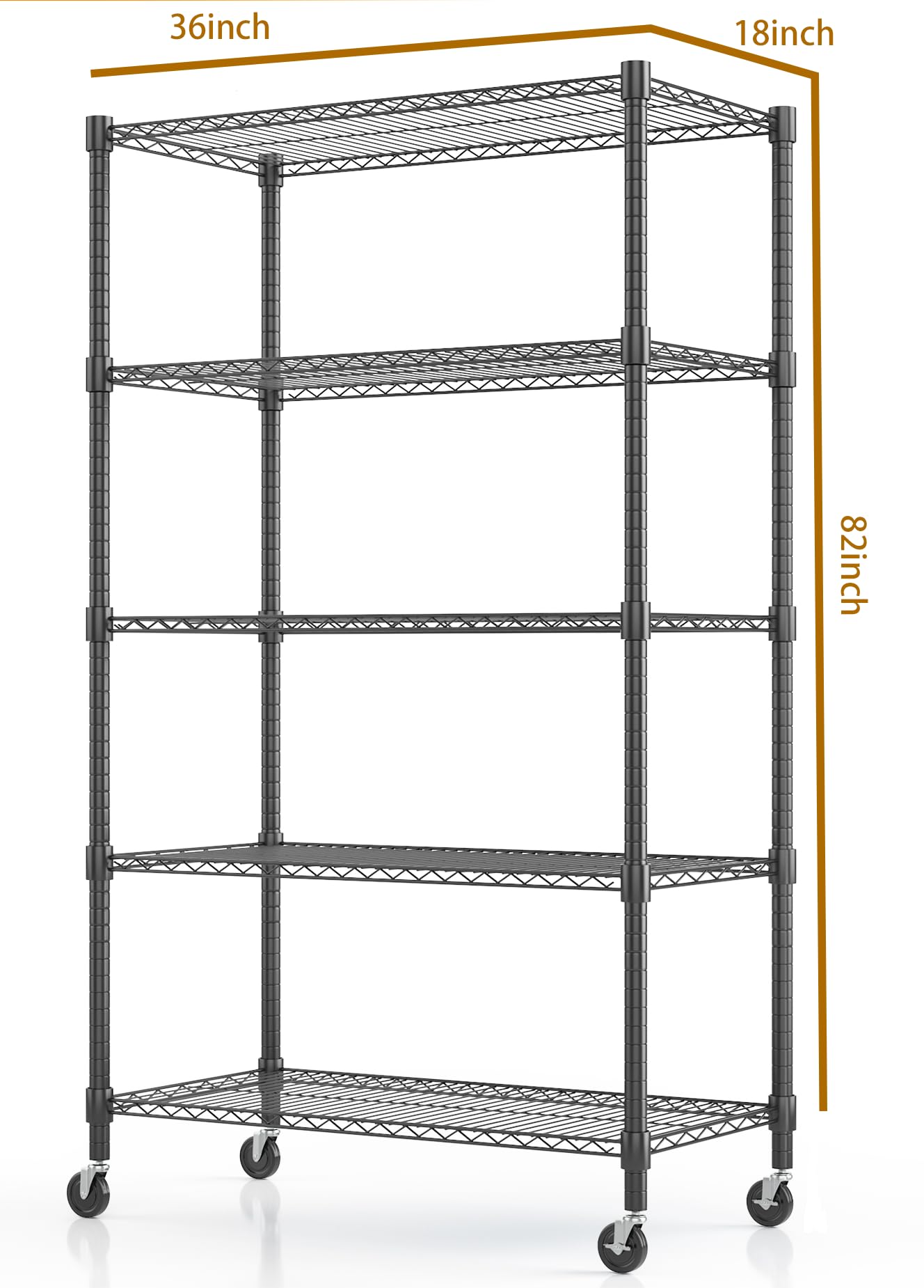 5 Tier Heavy Duty Steel Wire Rack Storage Shelving (5 Count)