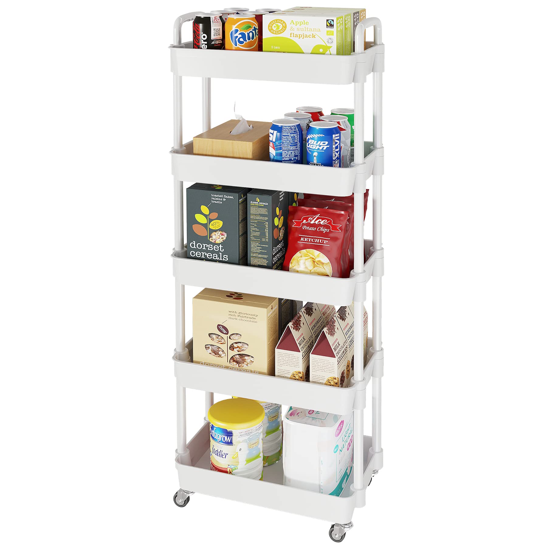 5 Tier Rolling Cart with Wheels (5 Count)