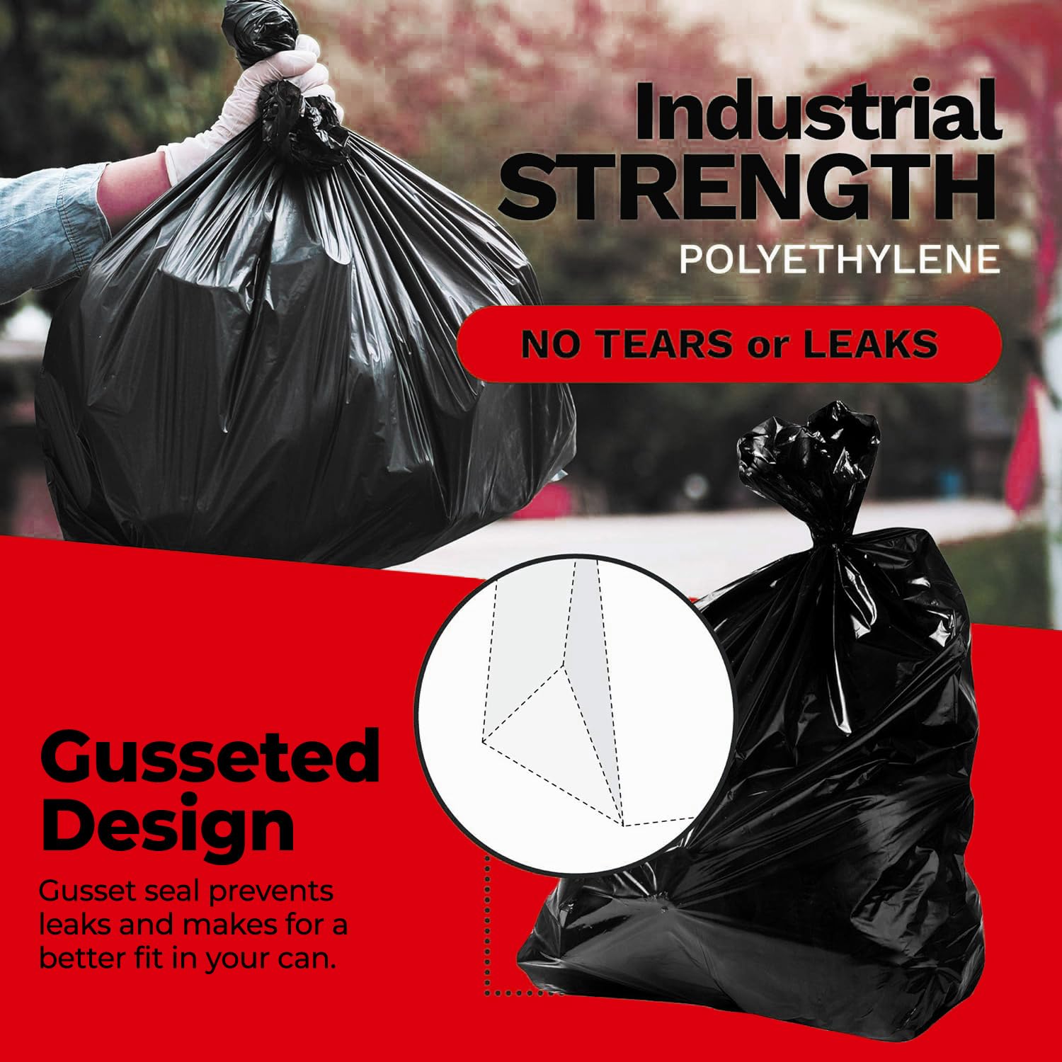 33 Gallon Durable Black Trash Bags (100 Count)