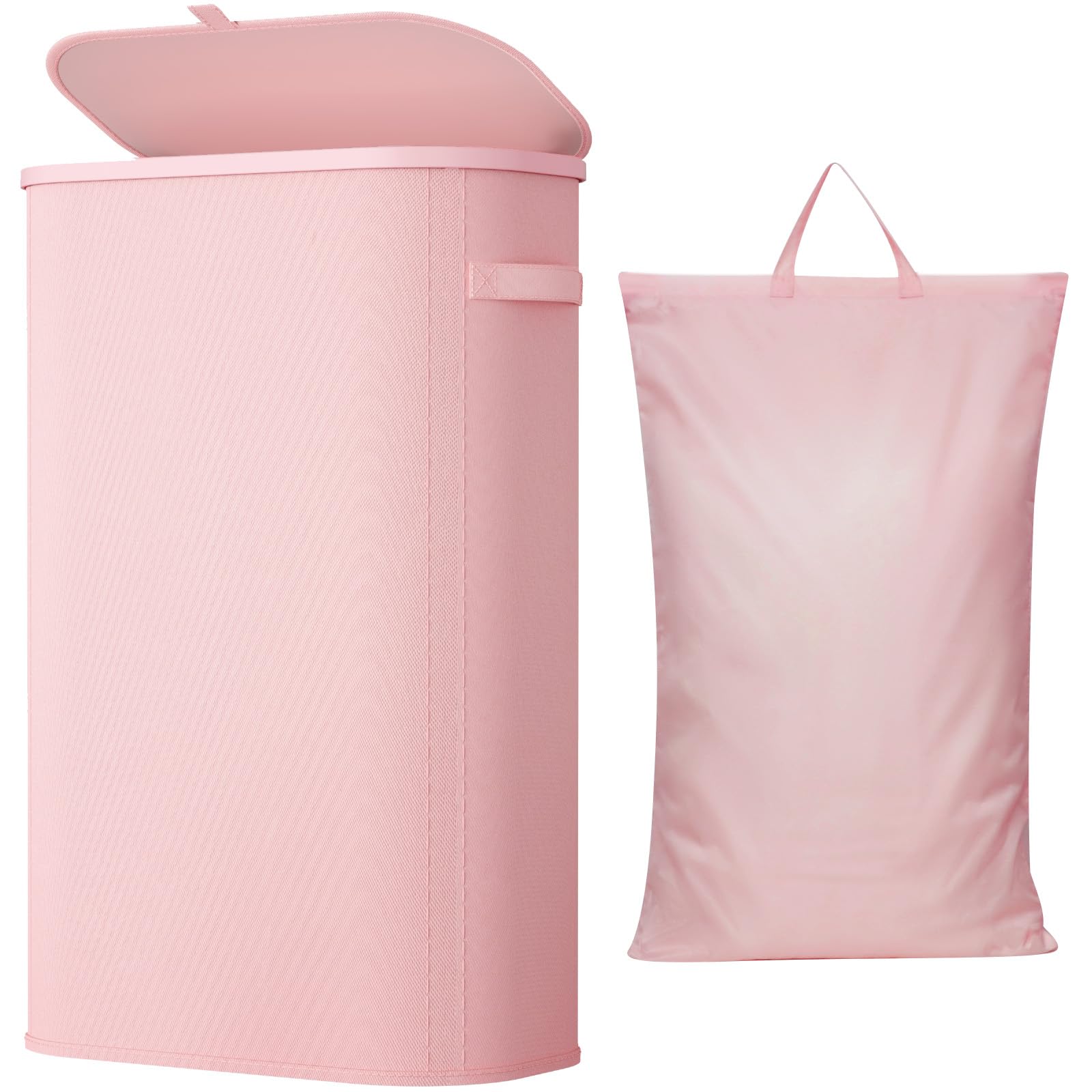 Slim Laundry Basket with Lid and Removable Bag