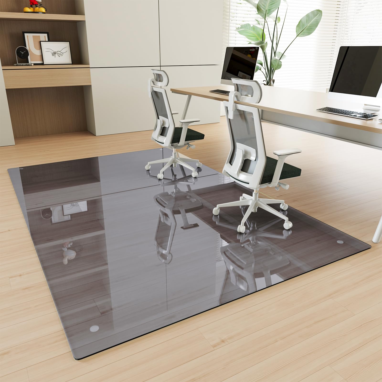 Tempered Glass] 48" x 72" Glass Office Chair Mat for Carpet
