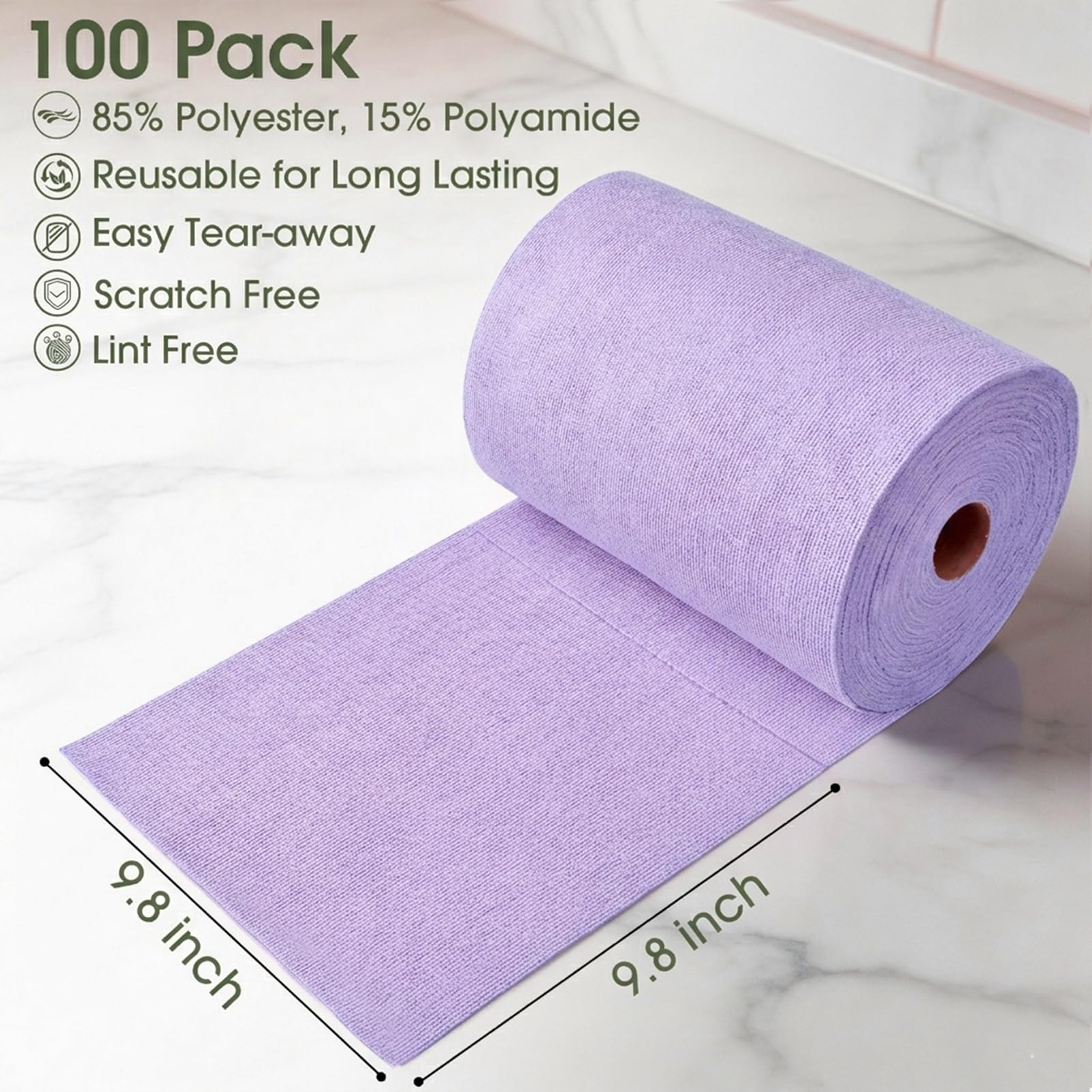 Microfiber Cleaning Cloth Roll (100 Count)