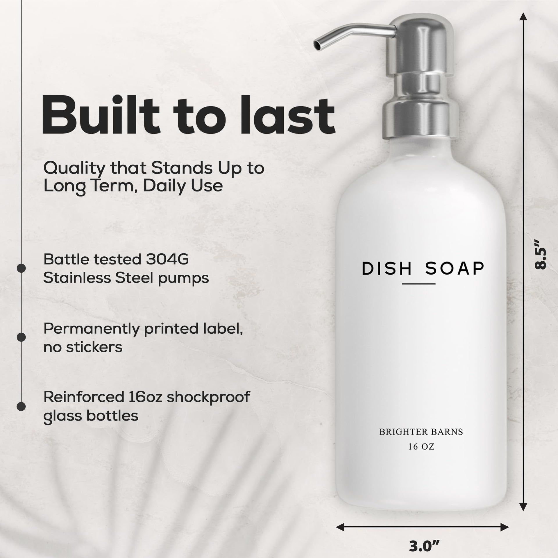 White Glass Hand and Dish Soap Dispenser Set by Brighter Barns (2 Count)