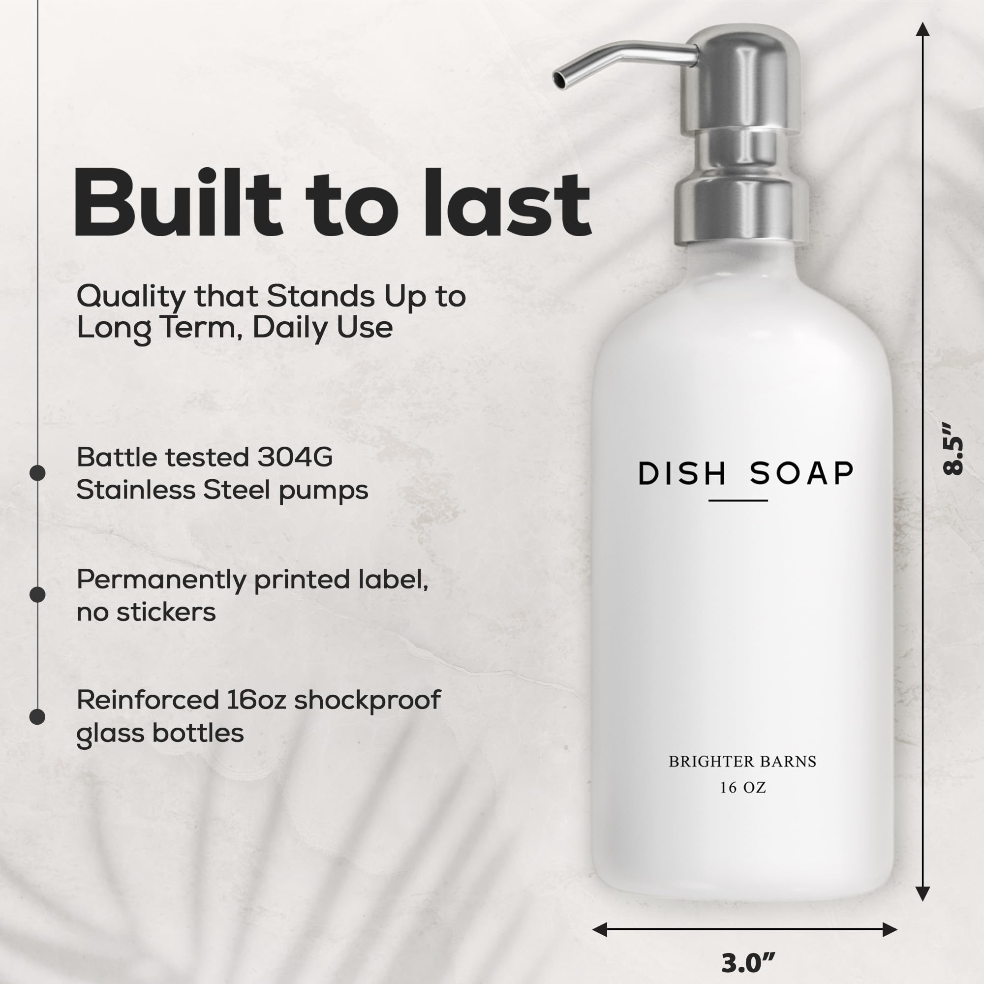 White Glass Hand and Dish Soap Dispenser Set by Brighter Barns (2 Count)