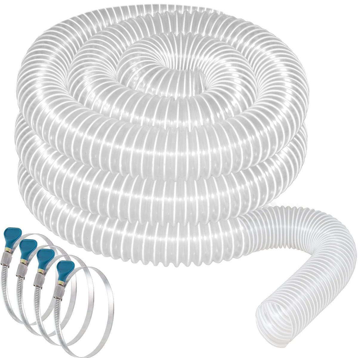 2-1/2"x20' PVC Dust Collection Hose with 4 Stainless Clamps for Woodworking