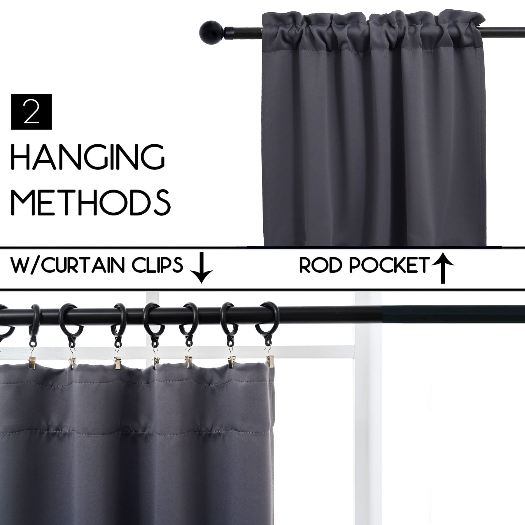 Blackout Kitchen Curtain 20 Inches Long (2 Count)