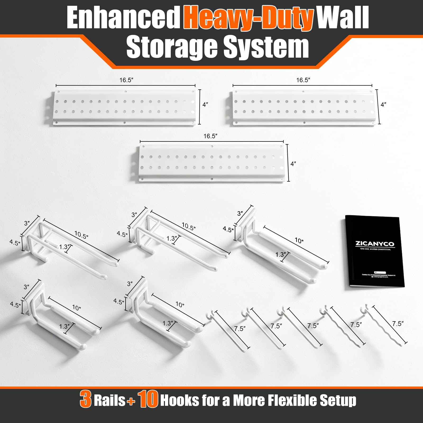 Garage Tool Organizer Wall Mount 49.5 inches with 10 Adjustable Heavy