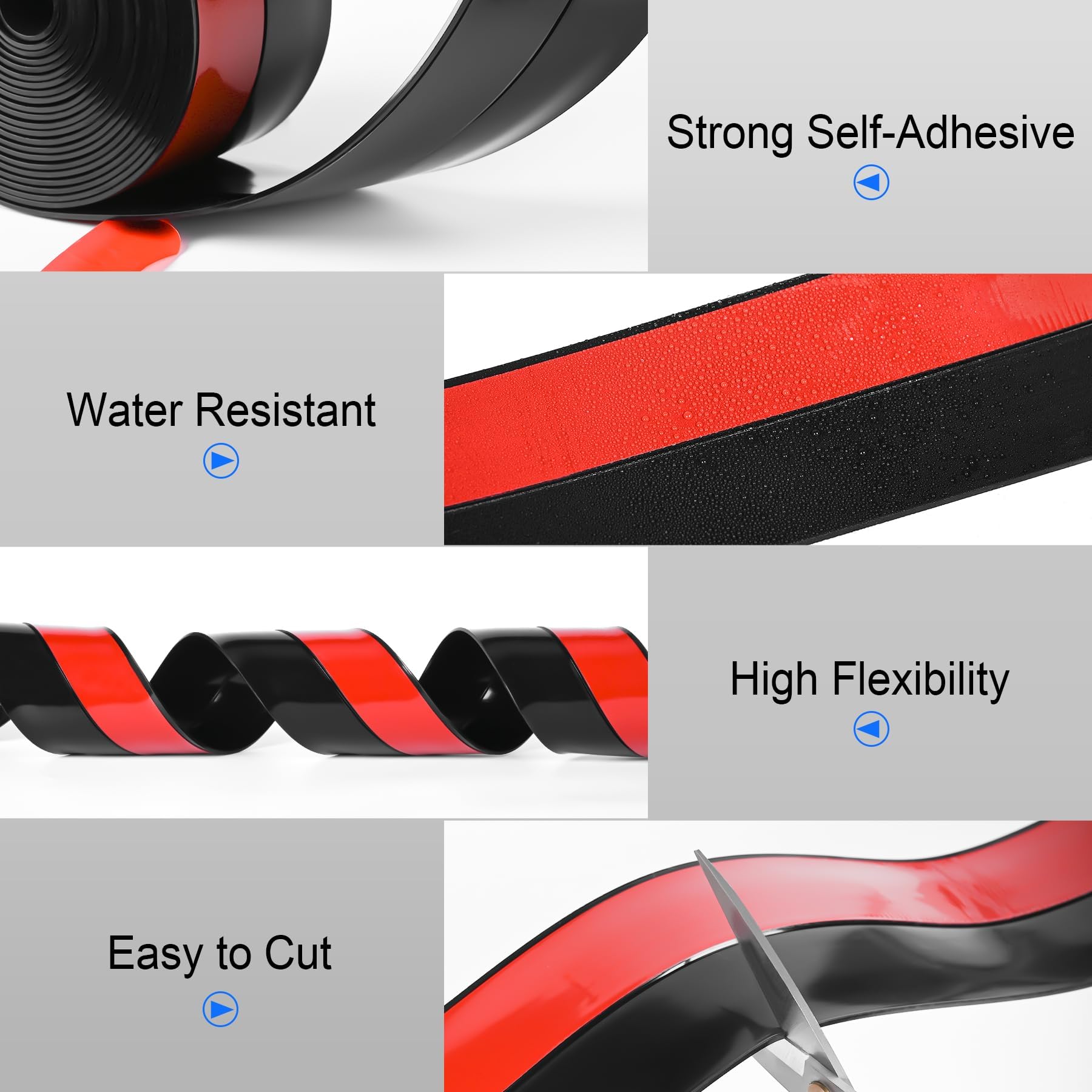 Weather Stripping Silicone Door Seal Strip 1 in x 40 ft Door Draft Stopper Self Adhesive Door Draft Tape