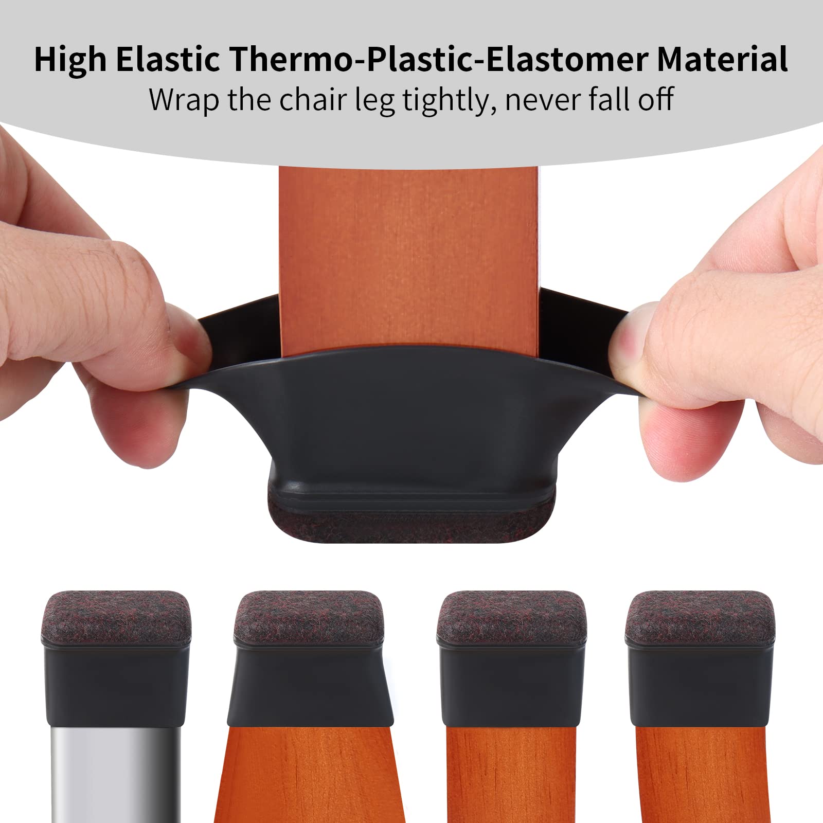 16 Pcs Rectangle Silicone Chair Leg Floor Protectors (16 Count)