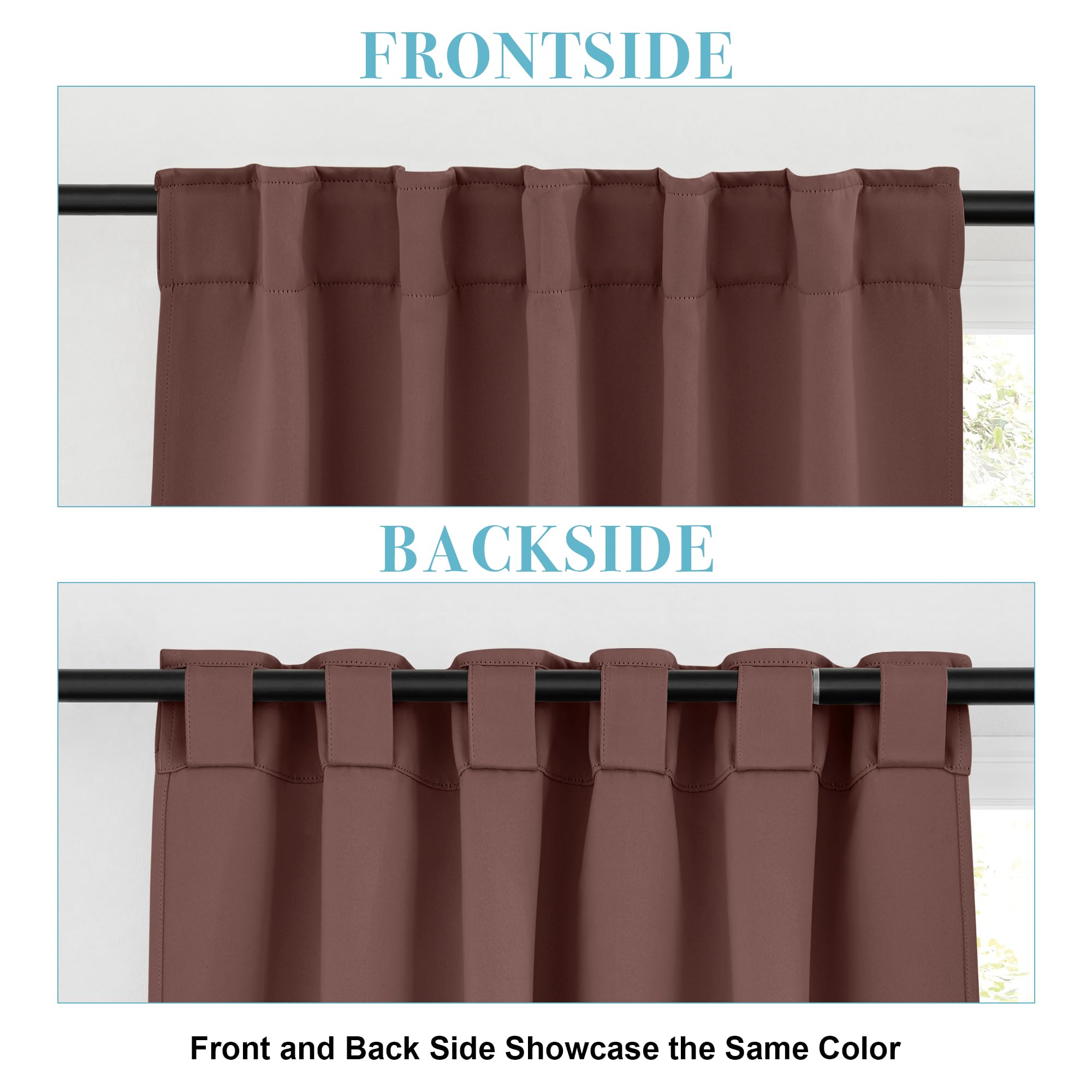 Short Blackout Curtains for Small Kitchen Cafe Bathroom Window (2 Count)