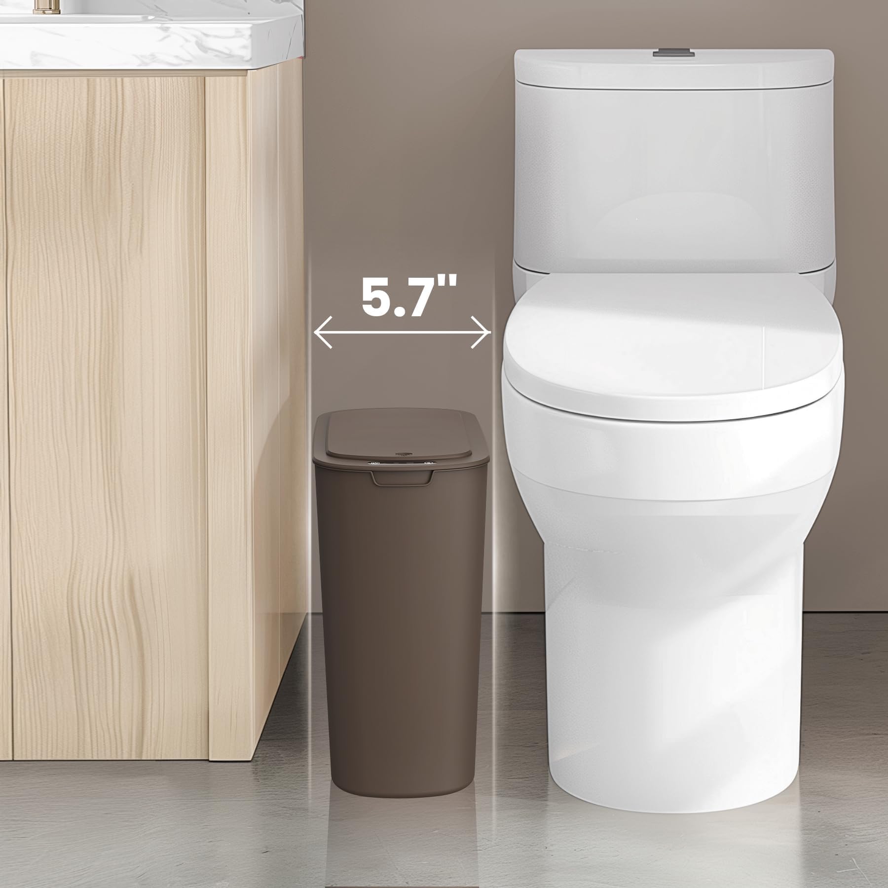 Automatic Motion Sensor Bathroom Trash Can with Lid