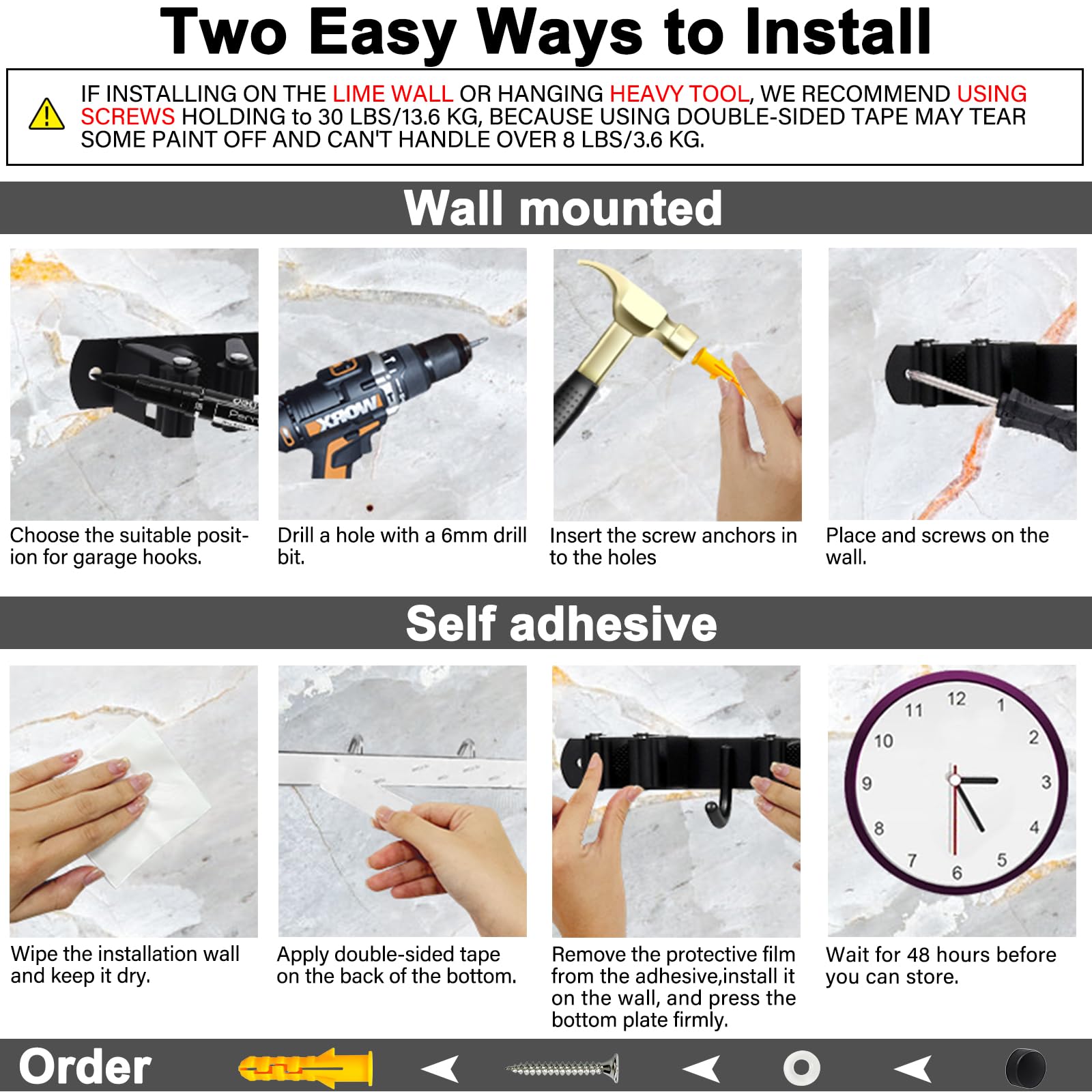2 Packs SUS304 Heavy Duty Mop and Broom Holder Wall Mount (2 Count)