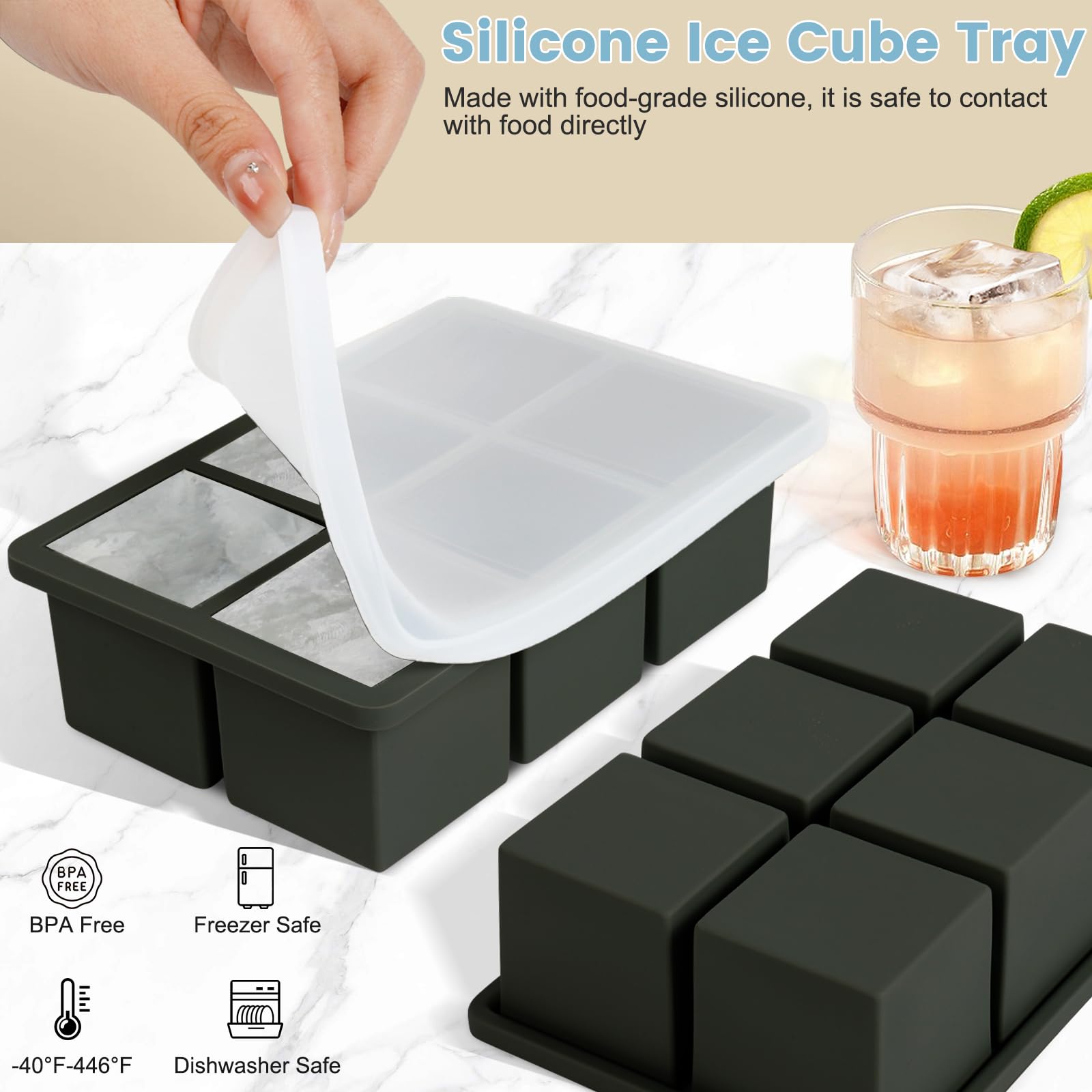 Large Silicone Ice Cube Tray 3Pack (3 Count)