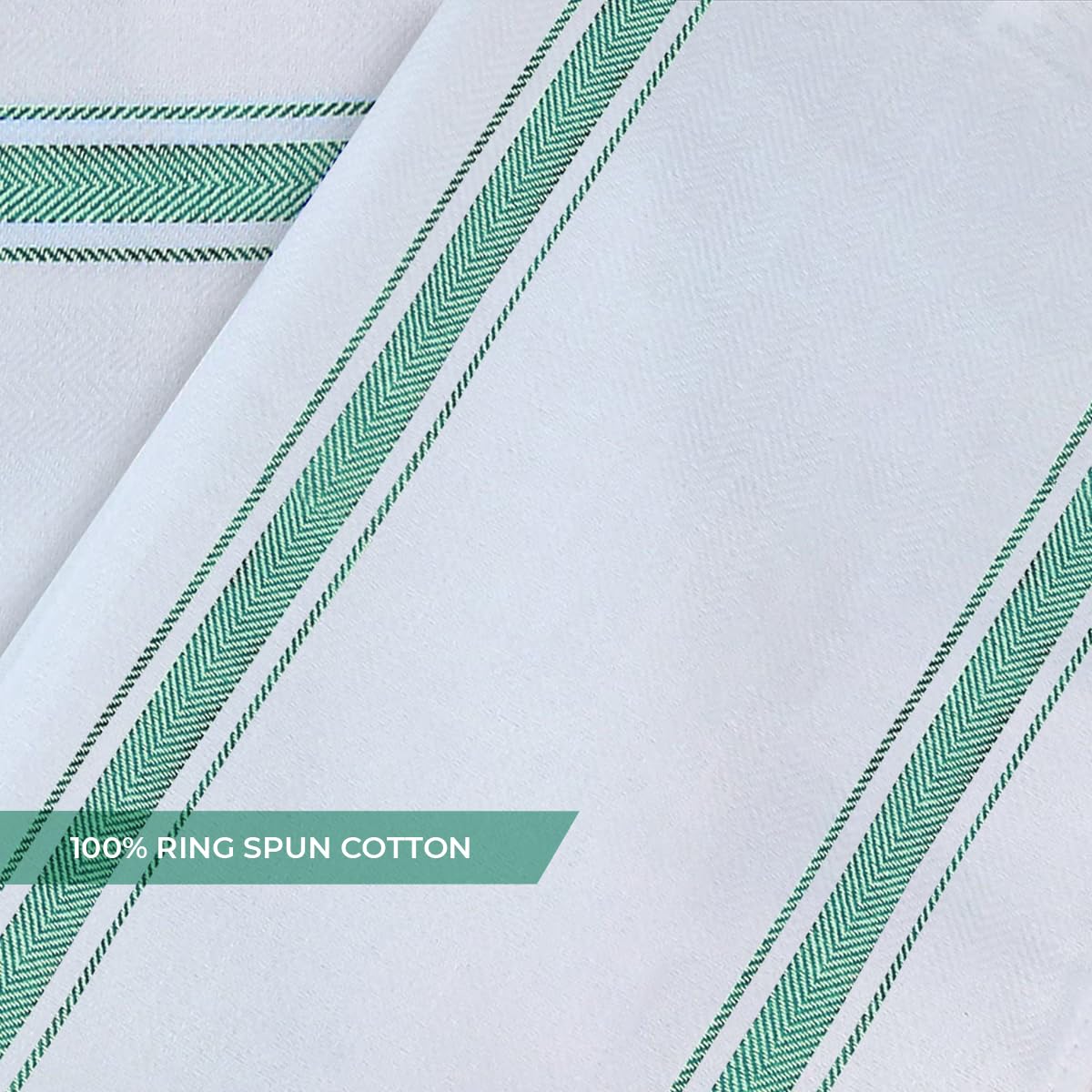 Dish Towels 30 Pack Green Stripe 100% Cotton Kitchen Towel 15x25 Inch Tea Towels (30 Count)