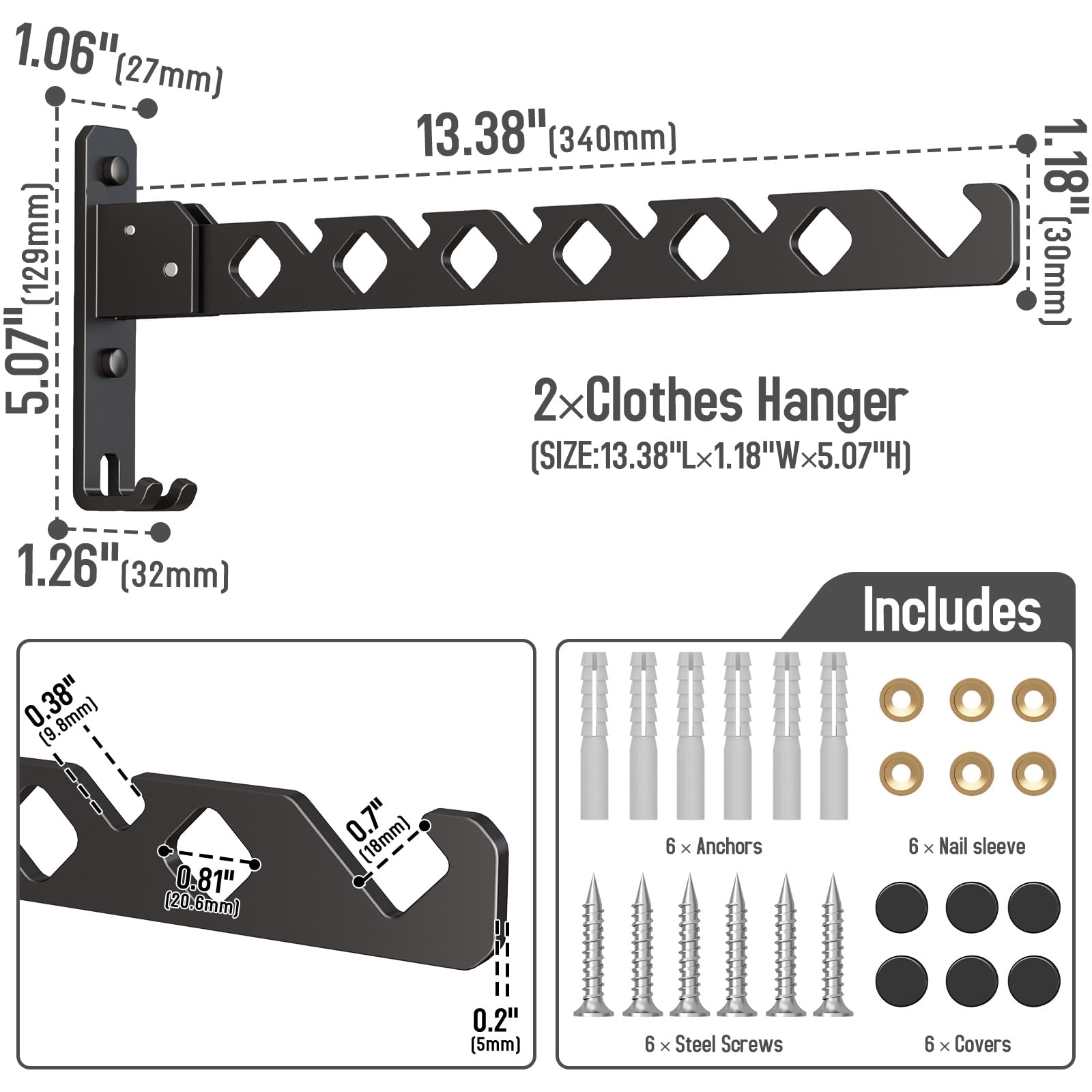 Wall Mounted Clothes Drying Rack (2 Count)