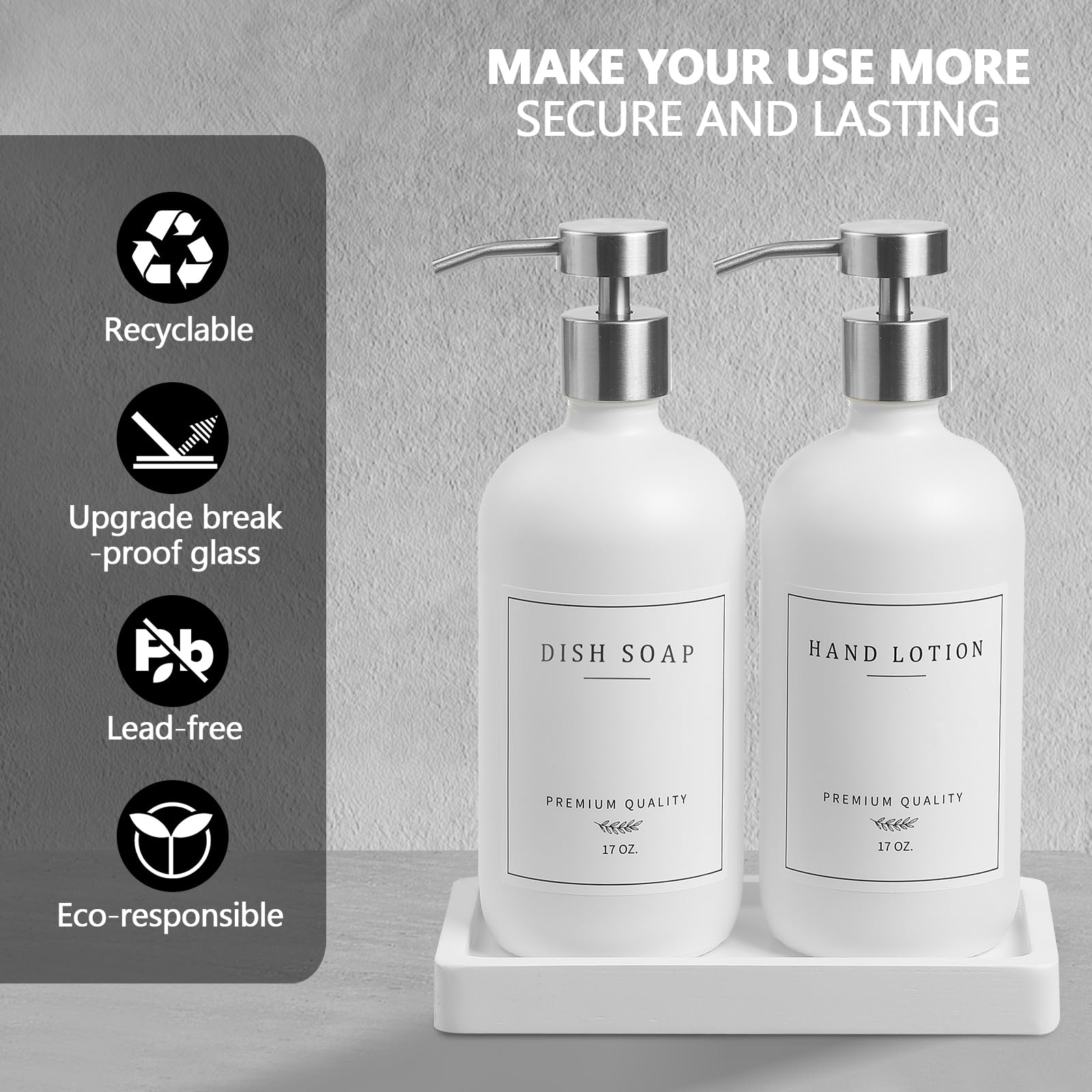 Glass Soap Dispenser Bathroom (2 Count)