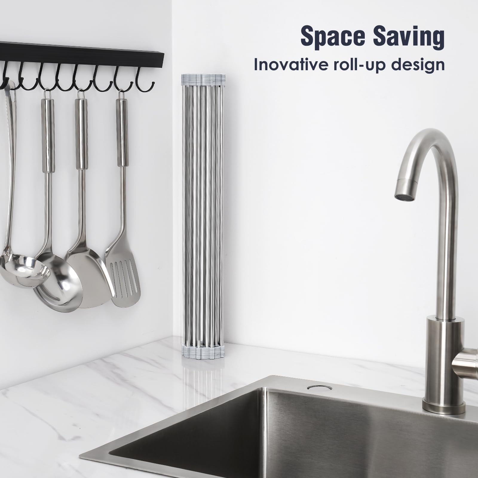 Roll Up Dish Drying Rack Over Sink