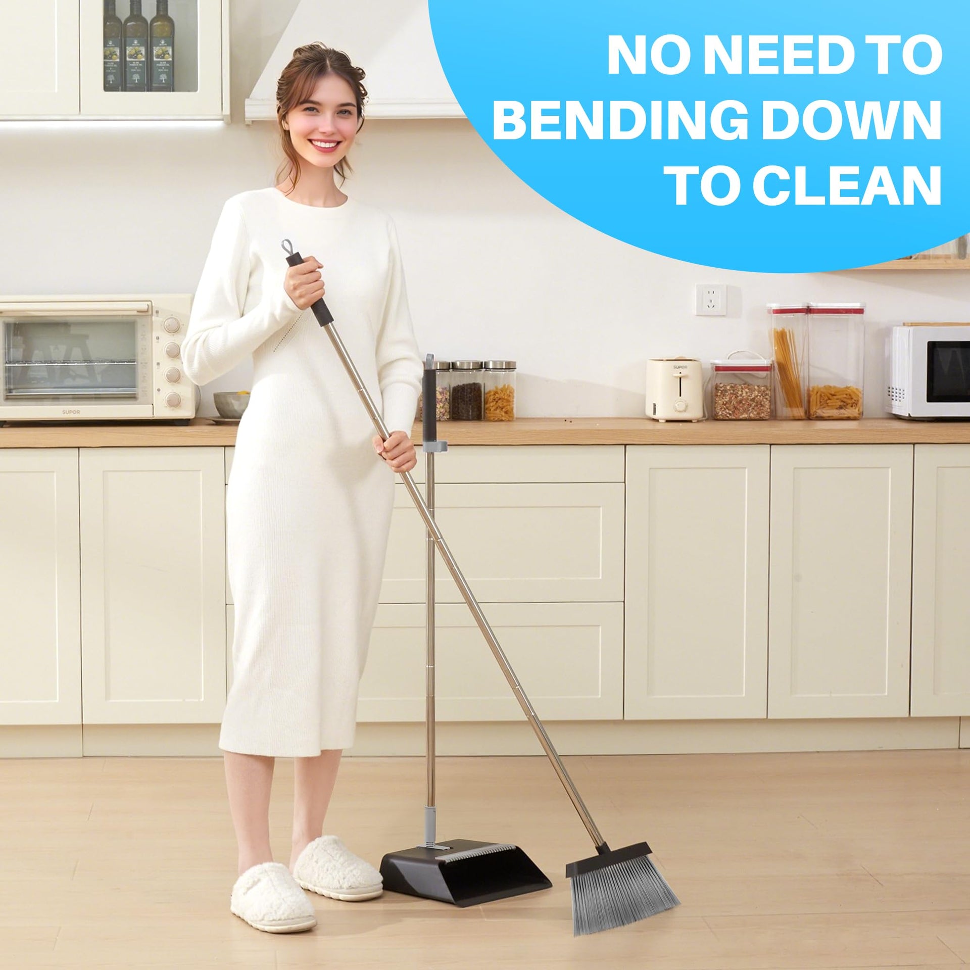 Black Broom and Dustpan Set