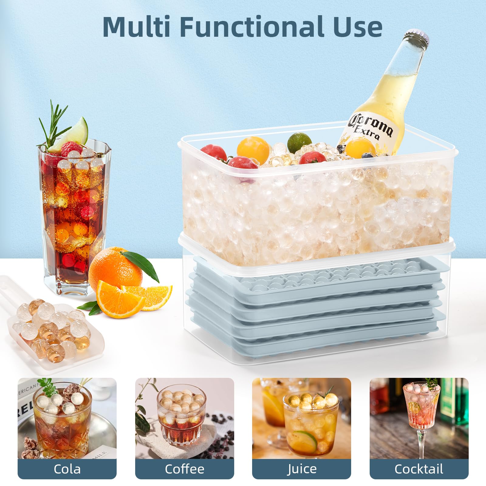 Mini Ice Cube Trays for Freezer with Lid (4 Count)