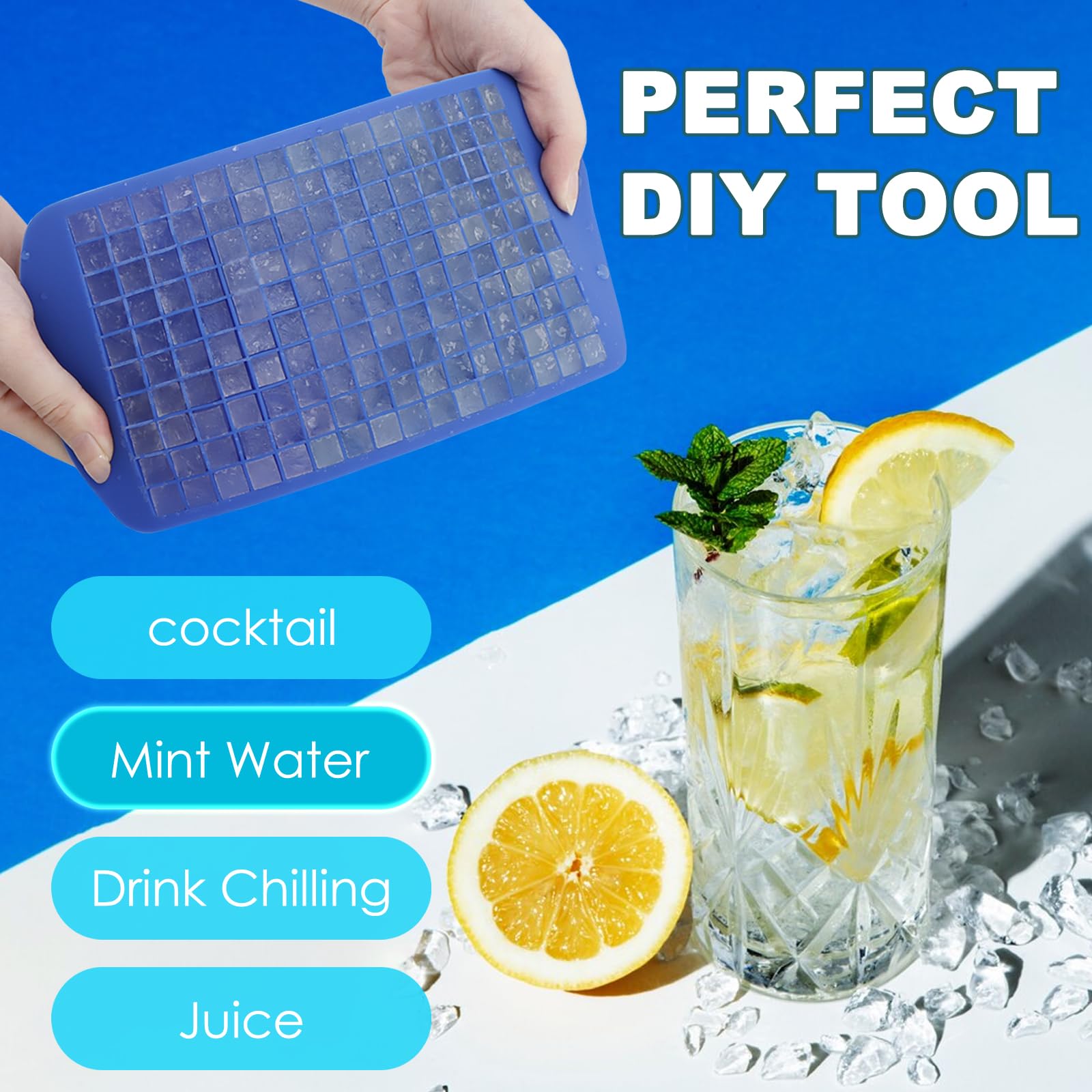 Silicone Mini Ice Cube Trays 2 Pack (3.2 Ounce)