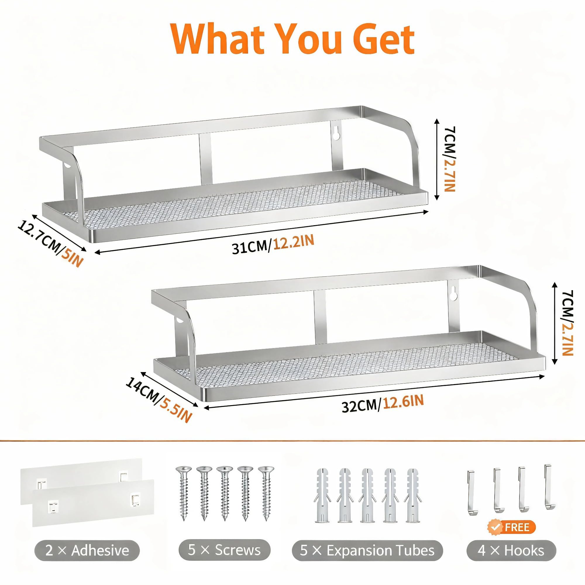 2 Pack Wide Hollowout Shower Caddy & Spice Rack (2 Count)