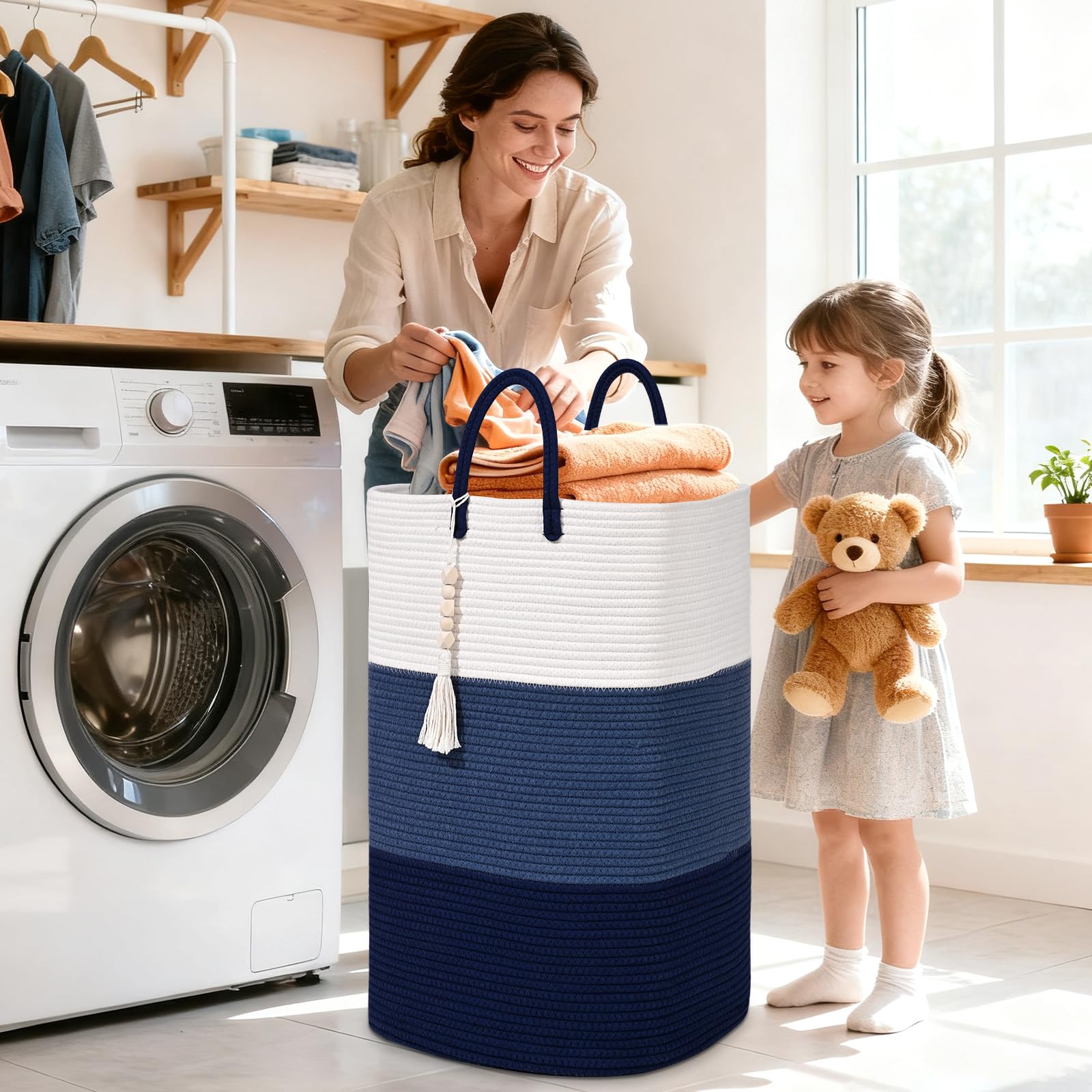 Woven Laundry Basket for Clothes (33.814 Fl Oz)