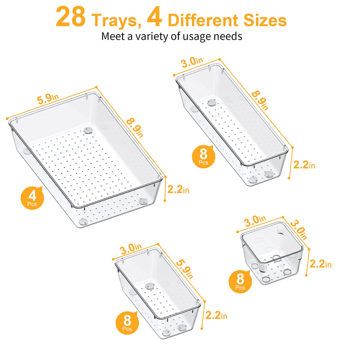 28 Piece Drawer Organizers with Non (28 Count)