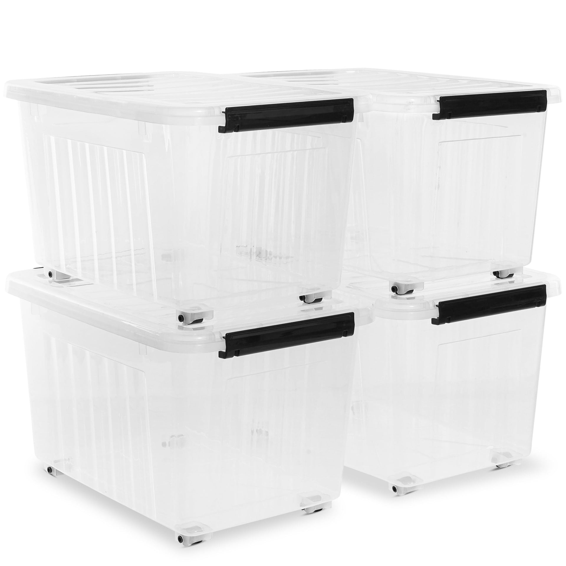 54 Quart Large Clear Plastic Storage Bins with Lids 4 (4 Count)