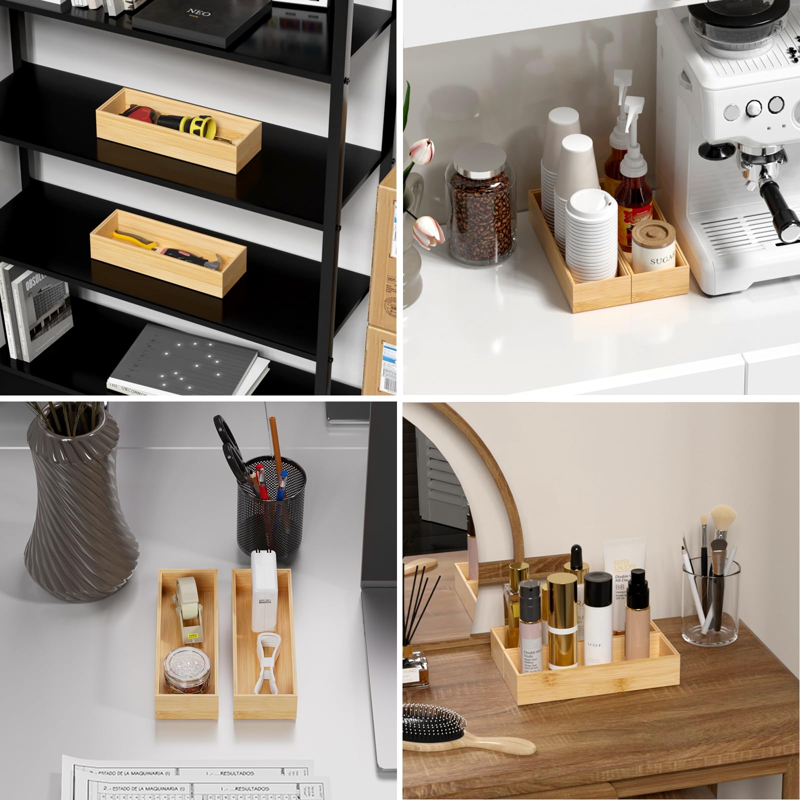 Bamboo Drawer Organizer for Kitchen Utensils (2 Count)