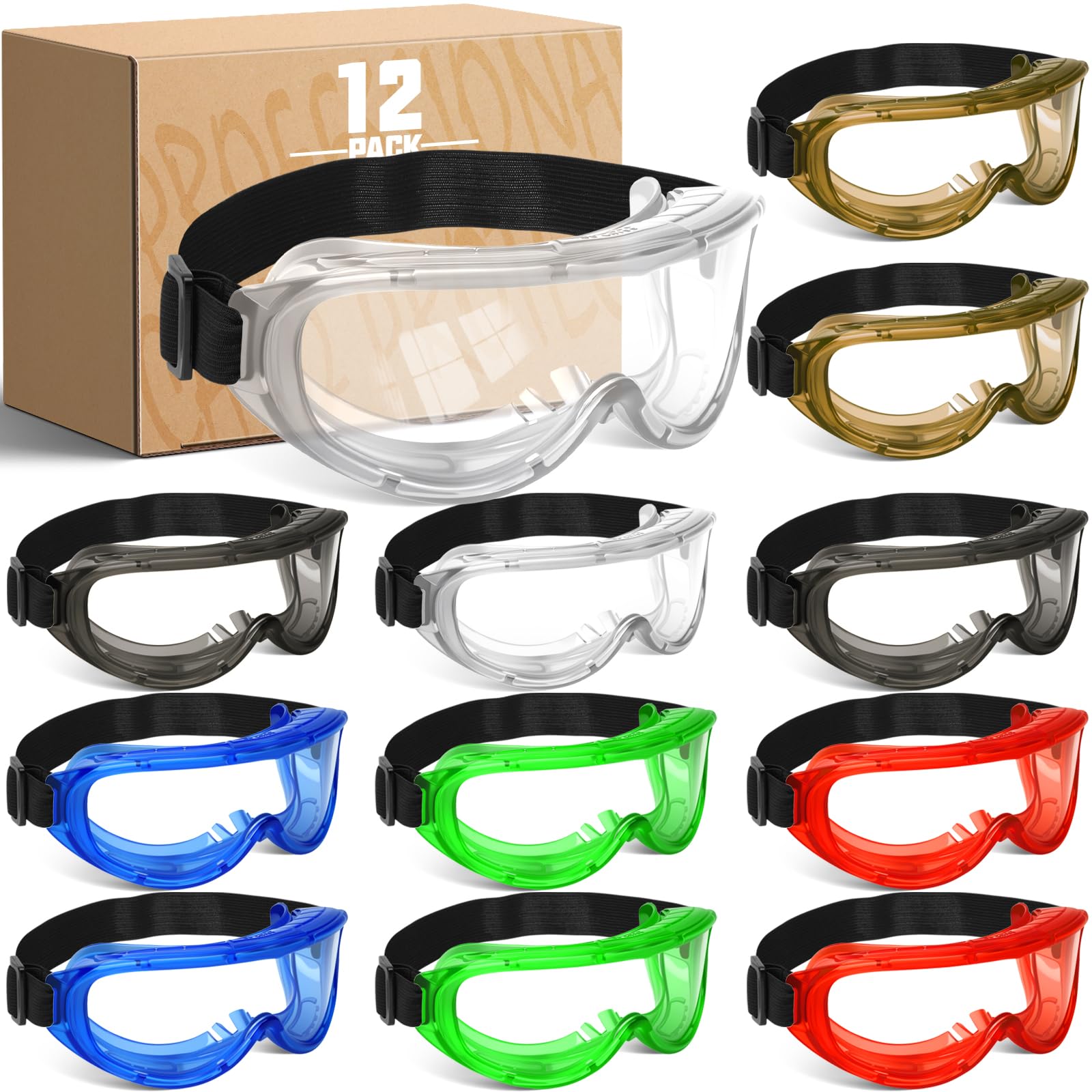 12 Pack Protective Safety Goggles Anti (12 Count)