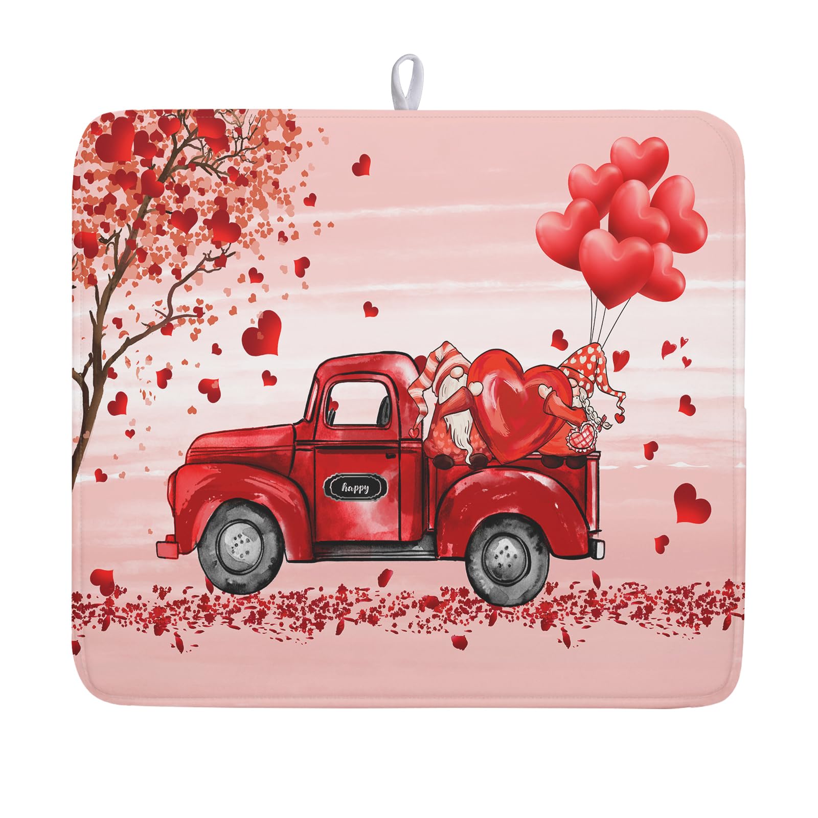 Valentine's Love Truck Dish Drying Mat