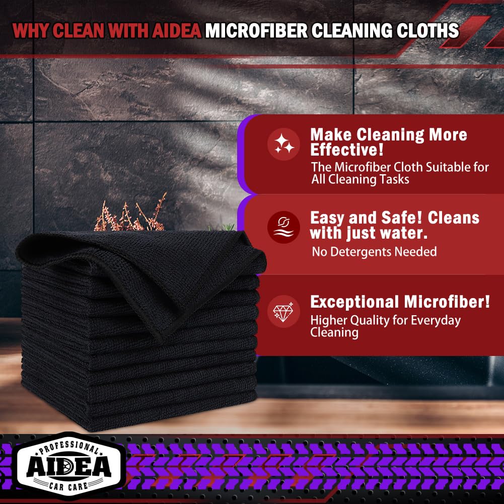 Microfiber Cleaning Cloth Black (600 Count)