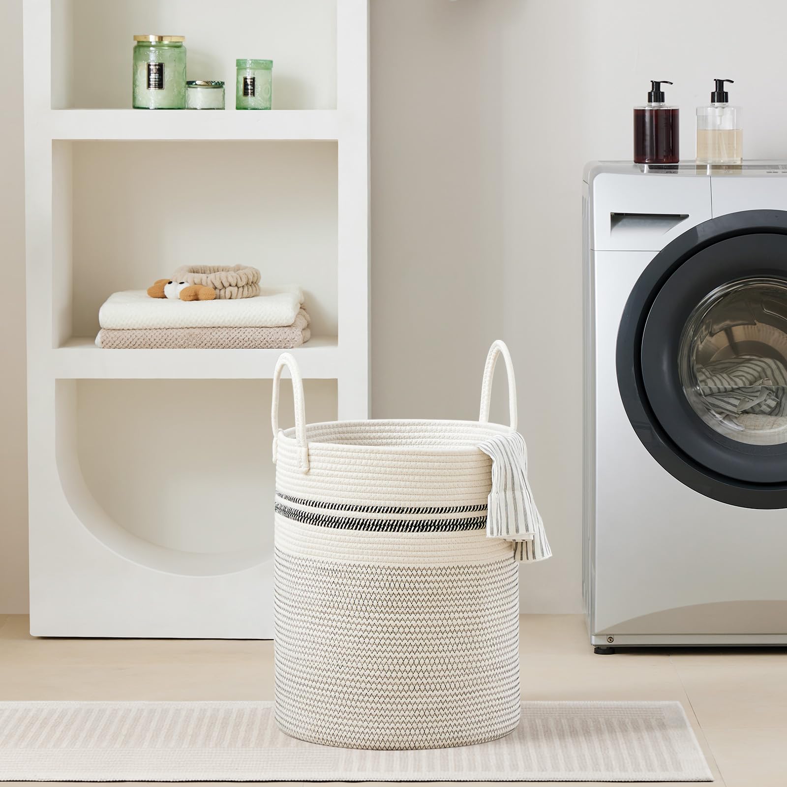 53L Tall Woven Laundry Basket Hamper