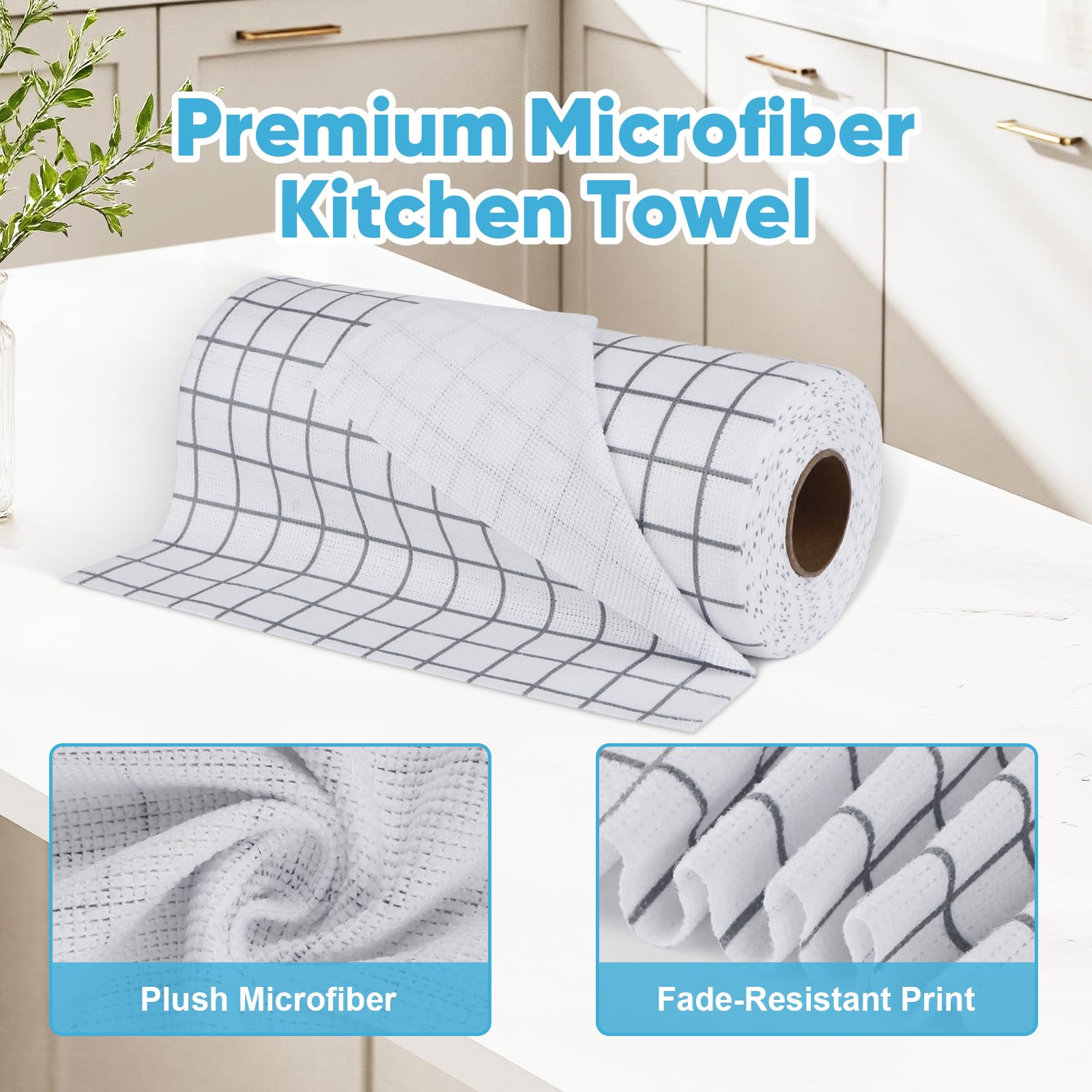 Microfiber Cleaning Cloth Roll (50 Count)