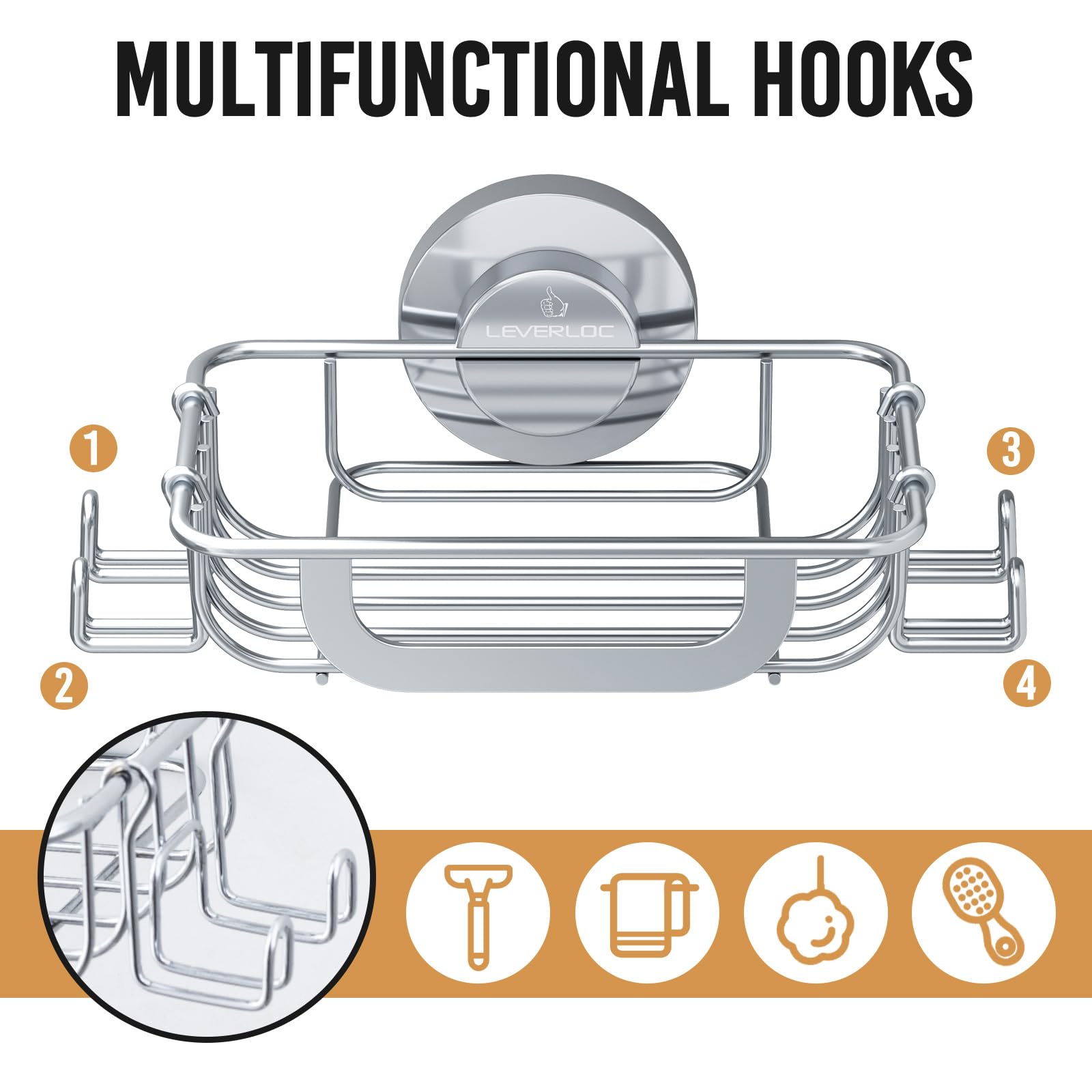 Bar Soap Holder with Hooks