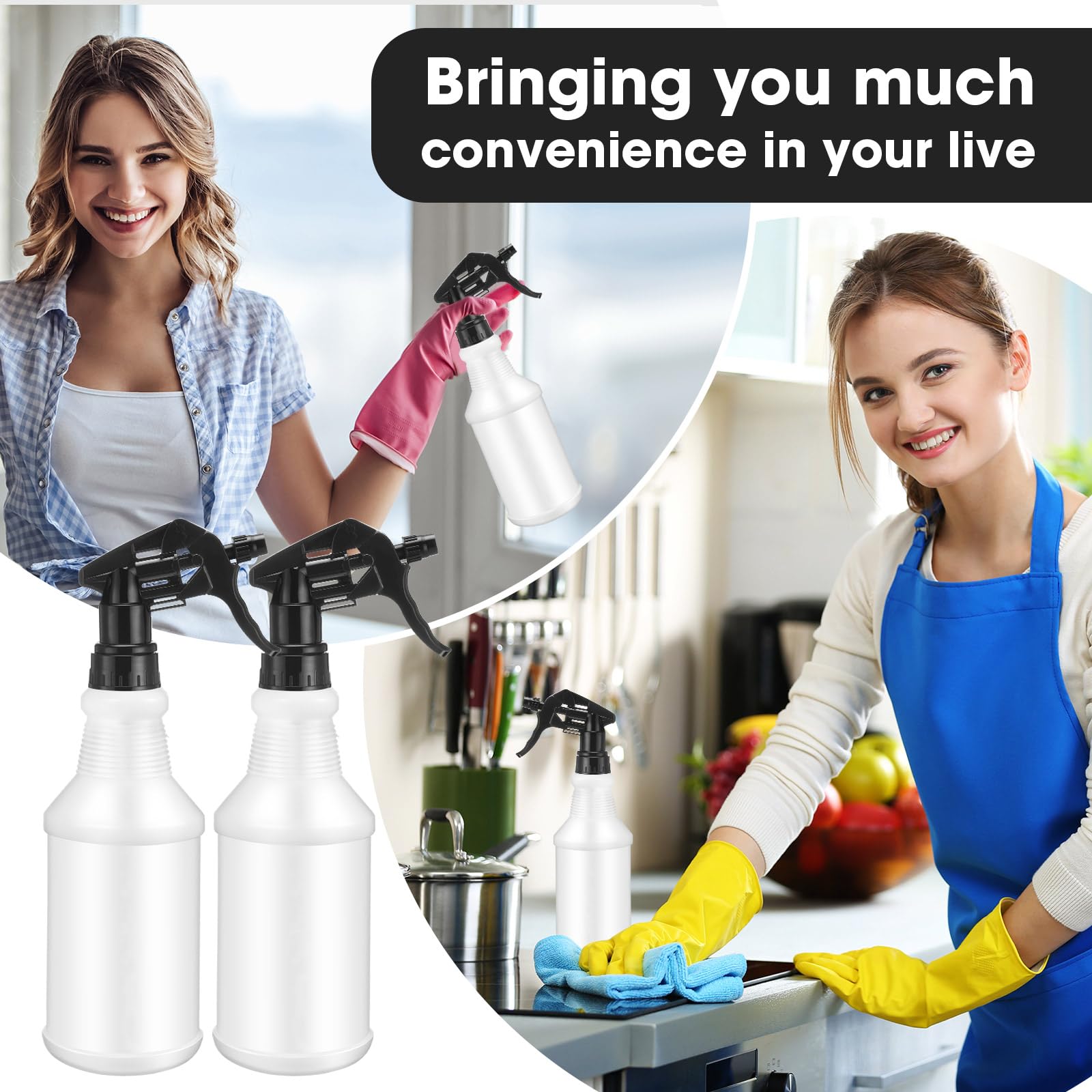 12 Pcs 16 Oz Plastic Spray Bottles (12 Count)