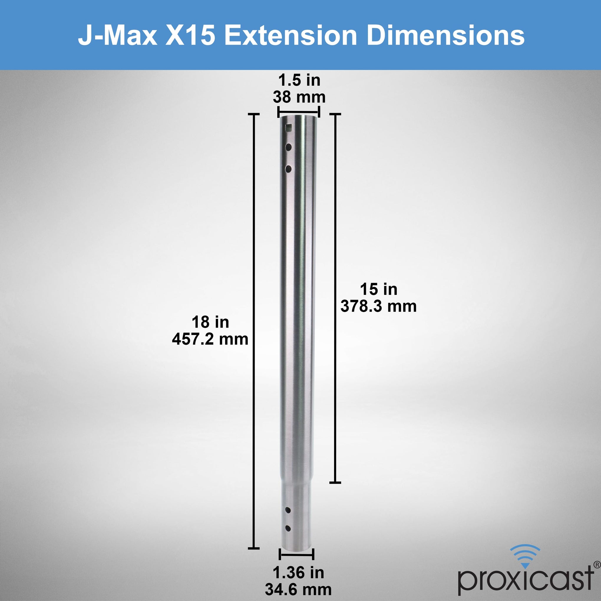 15 inch Stainless Steel Extension Pole for J
