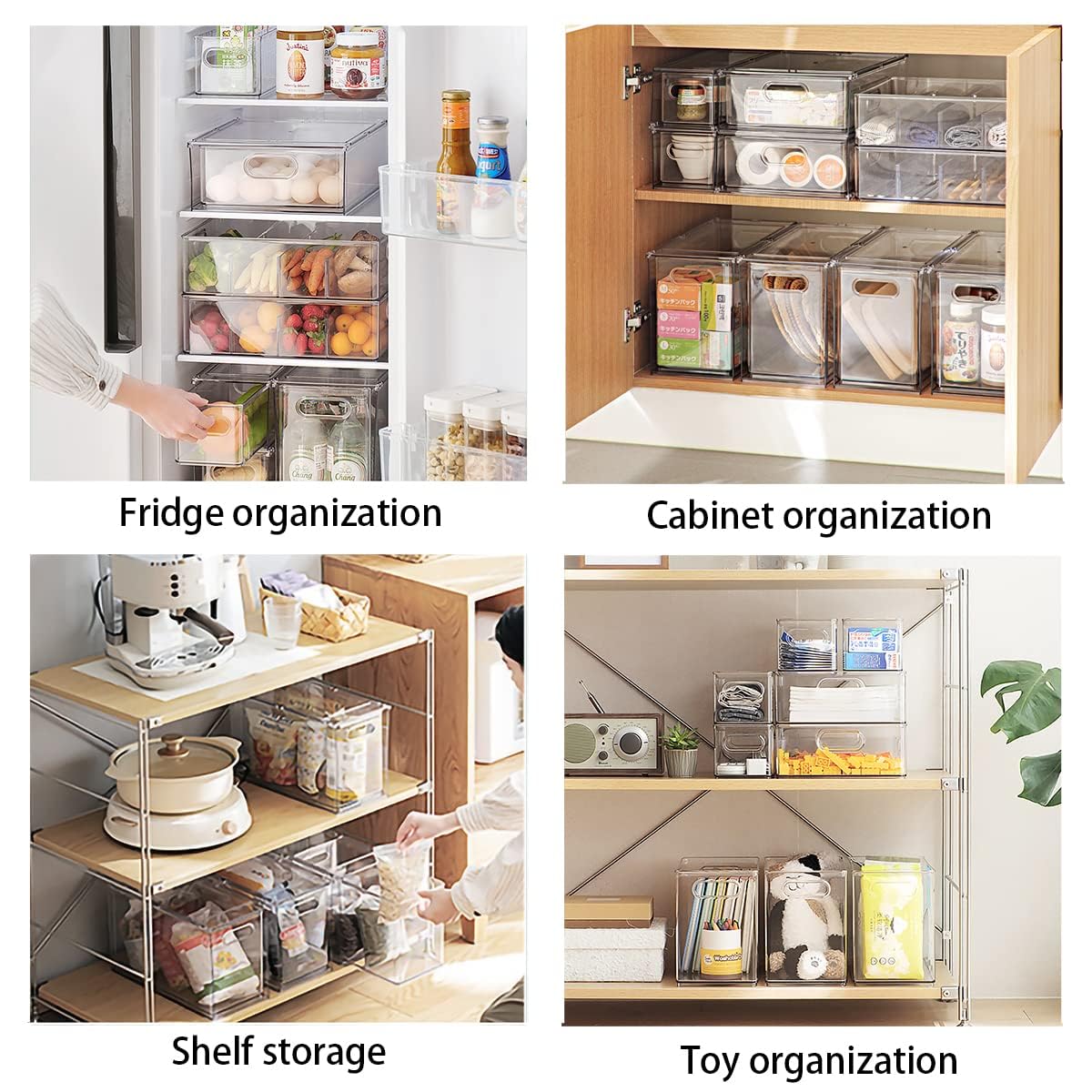 9 Pack Stackable Refrigerator Organizer Bins Pull