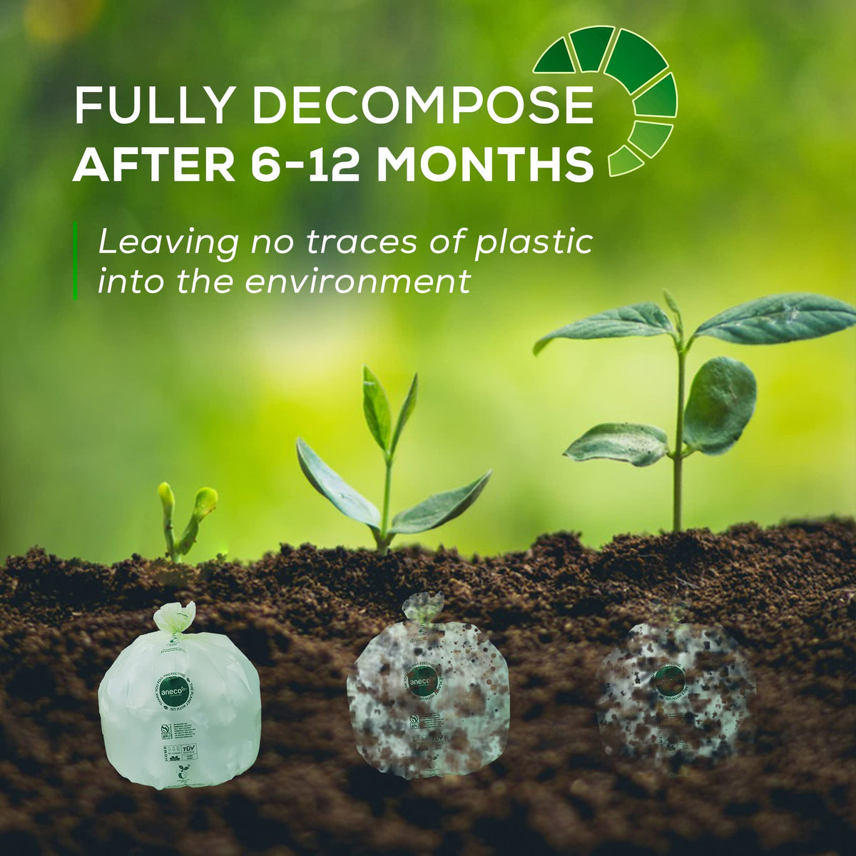 100% Compostable Trash Bags 13 Gallon (35 Count)